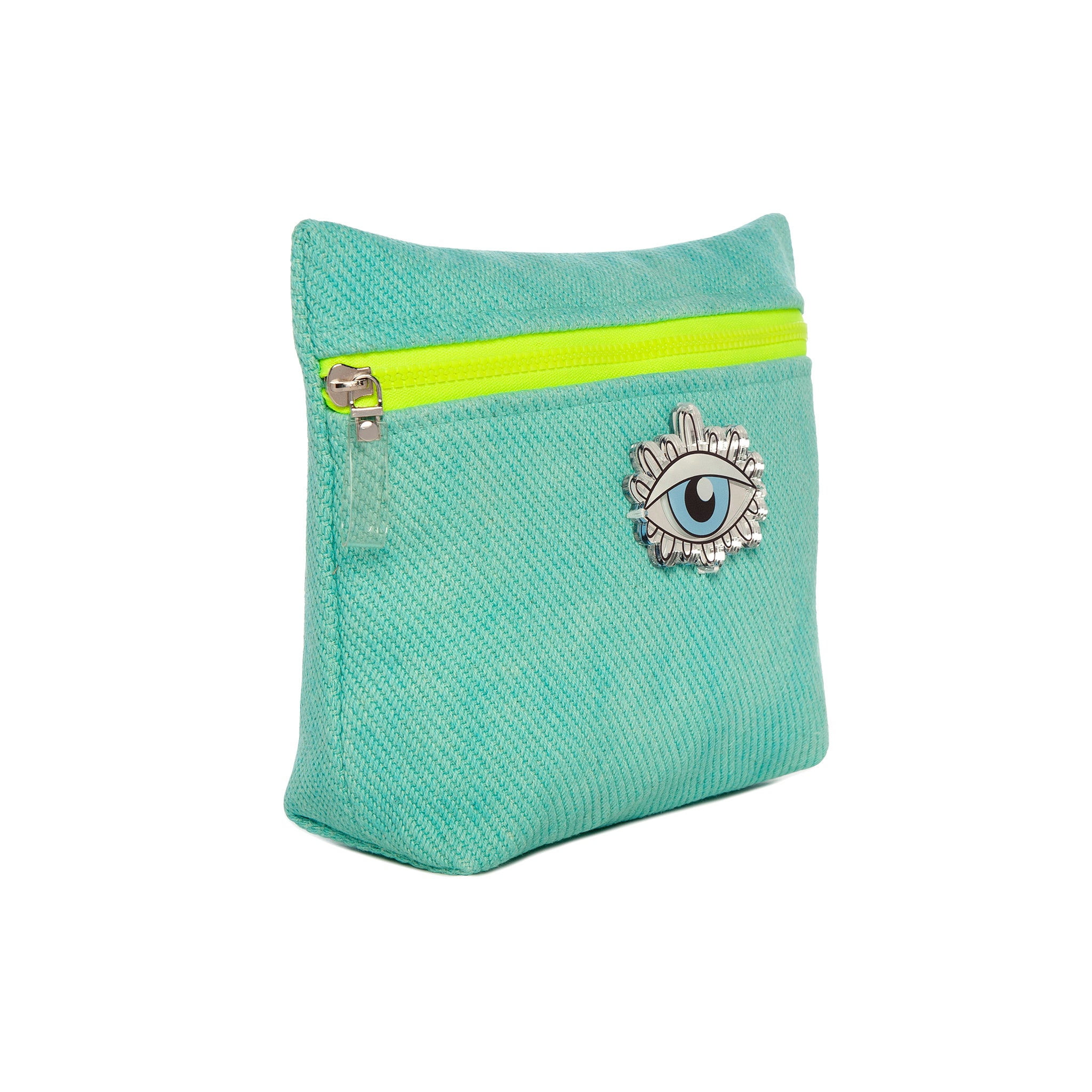 ALEXA Pouch | Aqua Diagonal Evil Eye