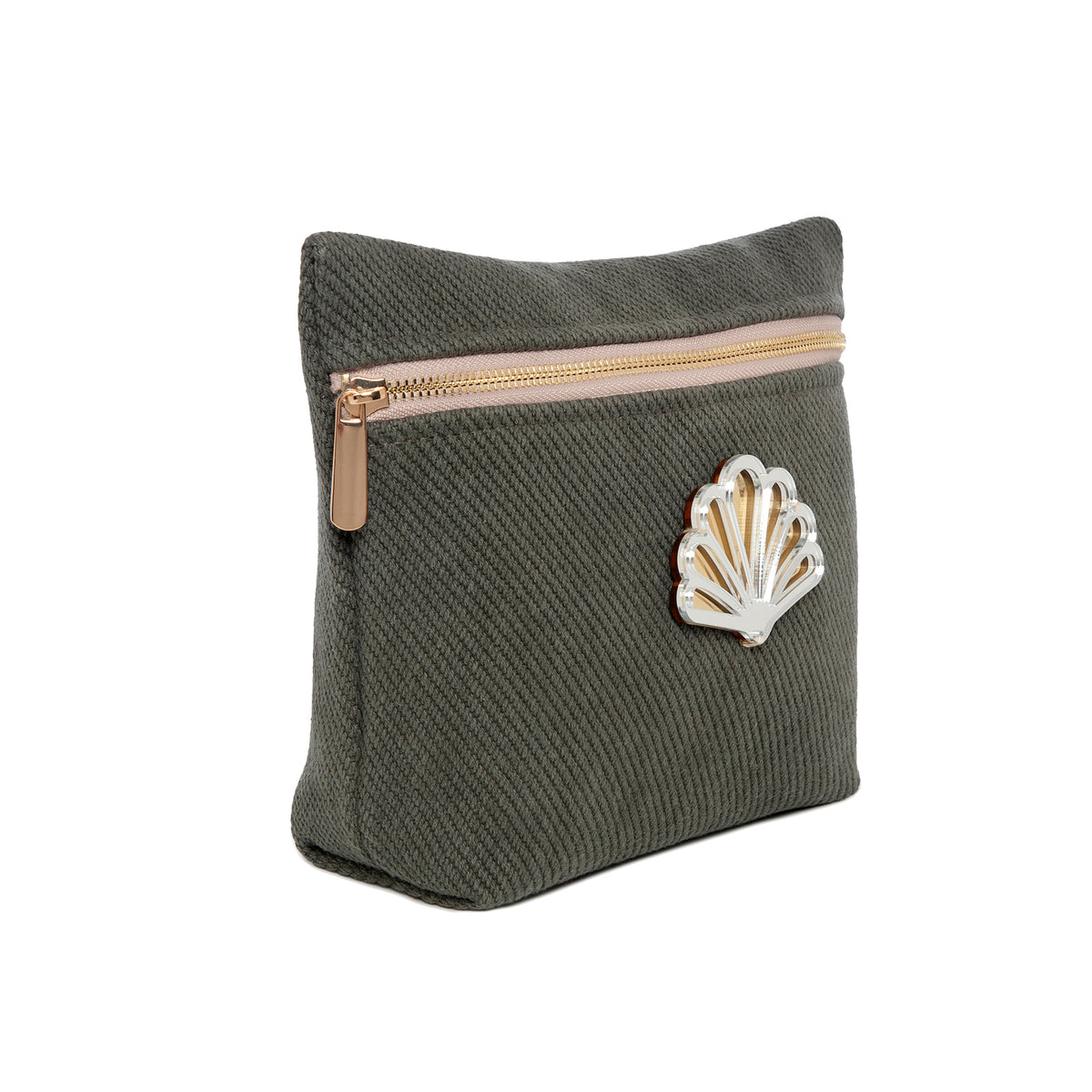 ALEXA Pouch | Khaki Canvas Peacock