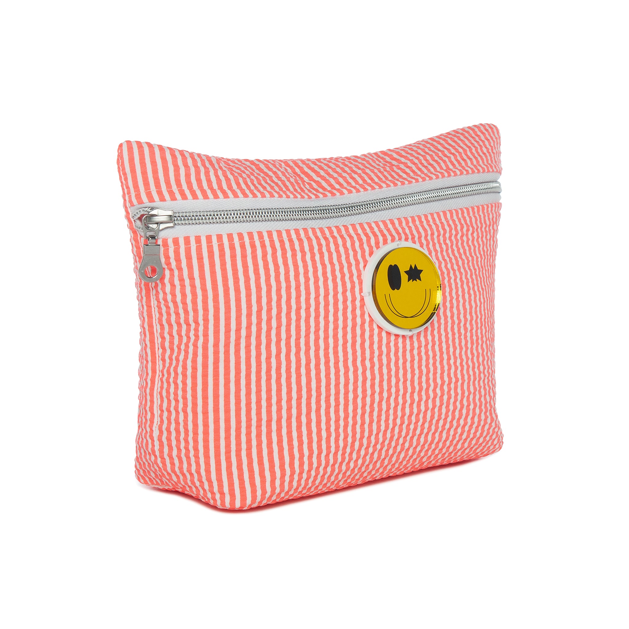 ALEXA Pouch | Stripes Coral Happy Face