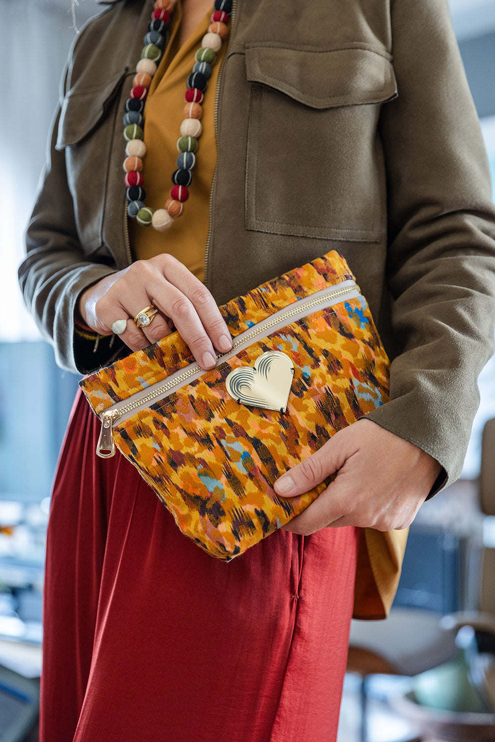 ALEXA Pouch | Yellow Paint Brush Heart