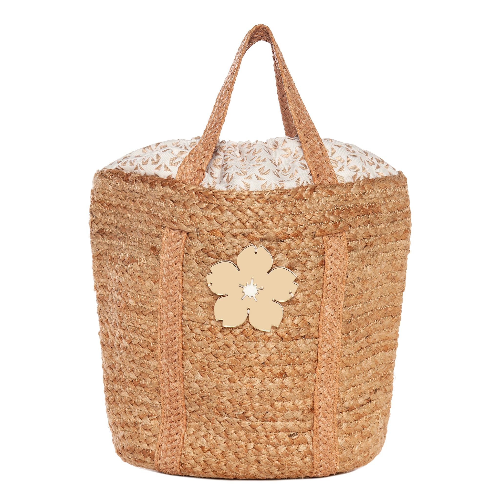 ALOHA Beach Straw Bag | Mocha Stars Flower