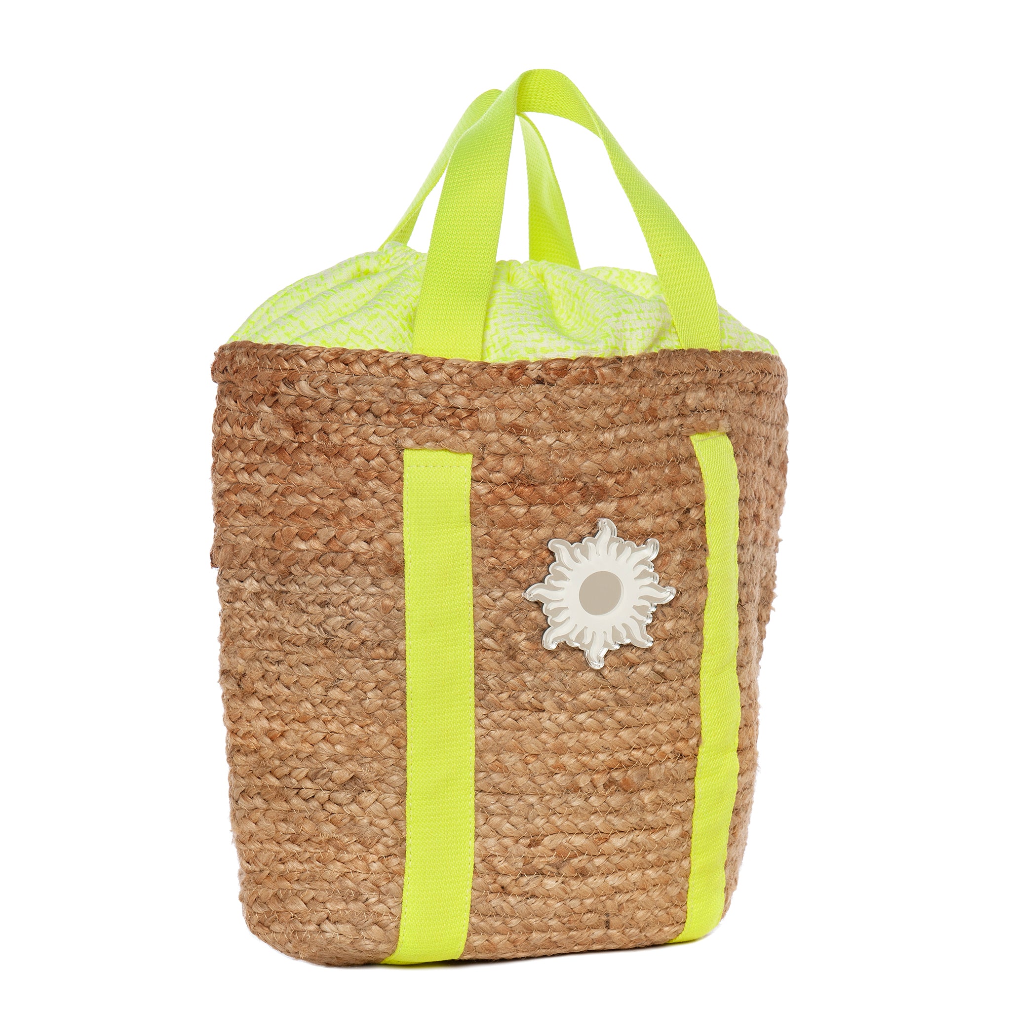 ALOHA Beach Straw Bag | Yellow Woven Fluo Sun