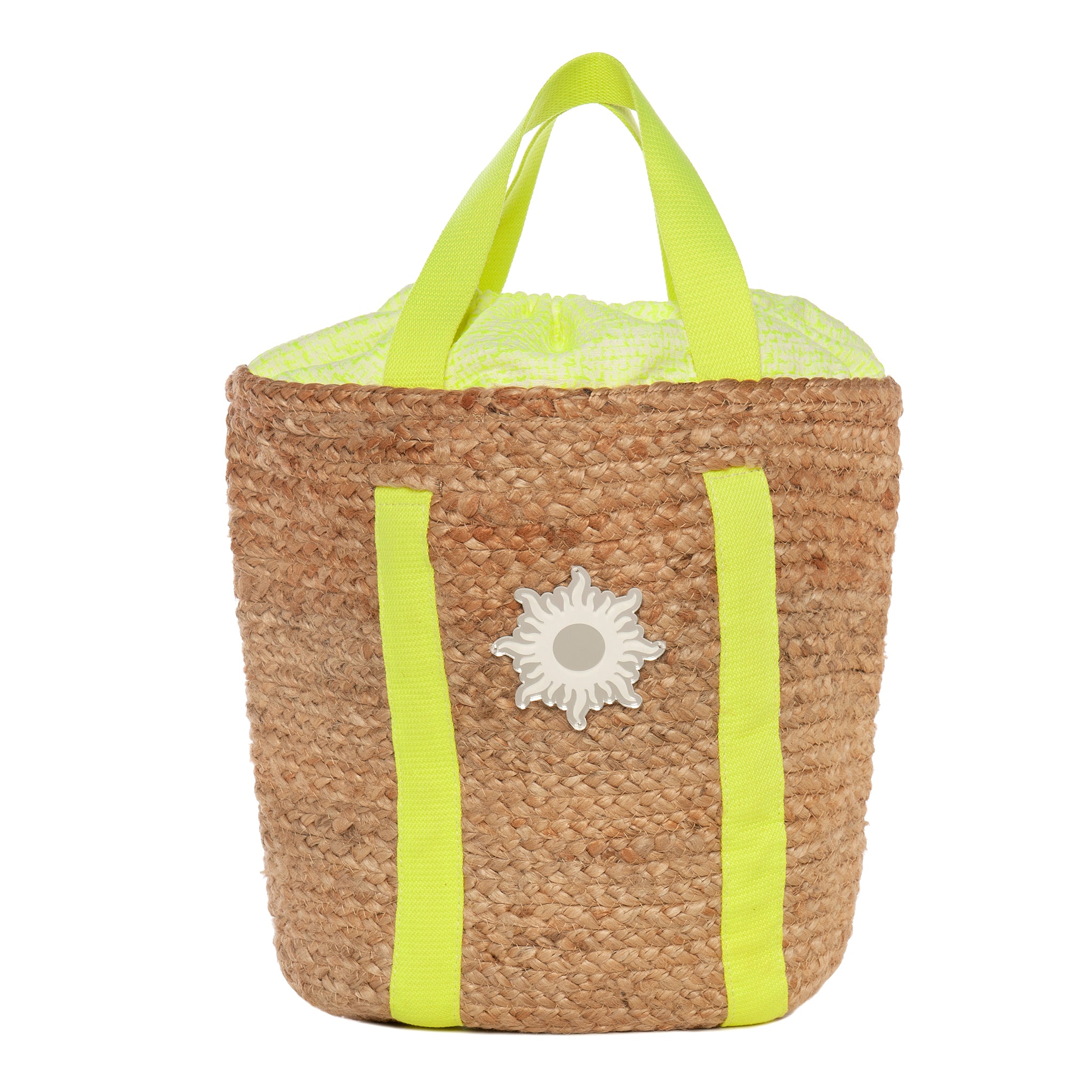 ALOHA Beach Straw Bag | Yellow Woven Fluo Sun