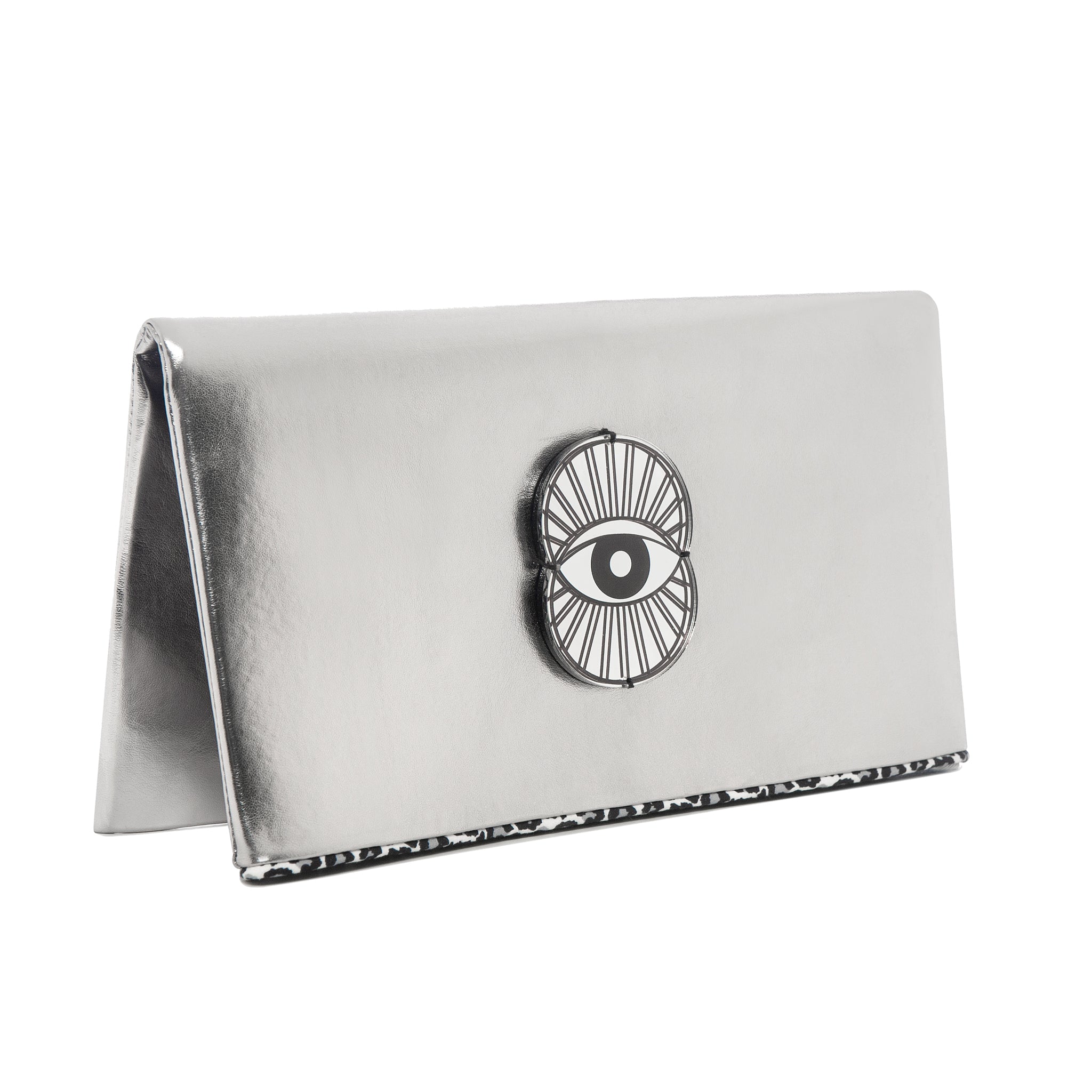 AMARA Clutch | Dark Grey Mirror Evil Eye