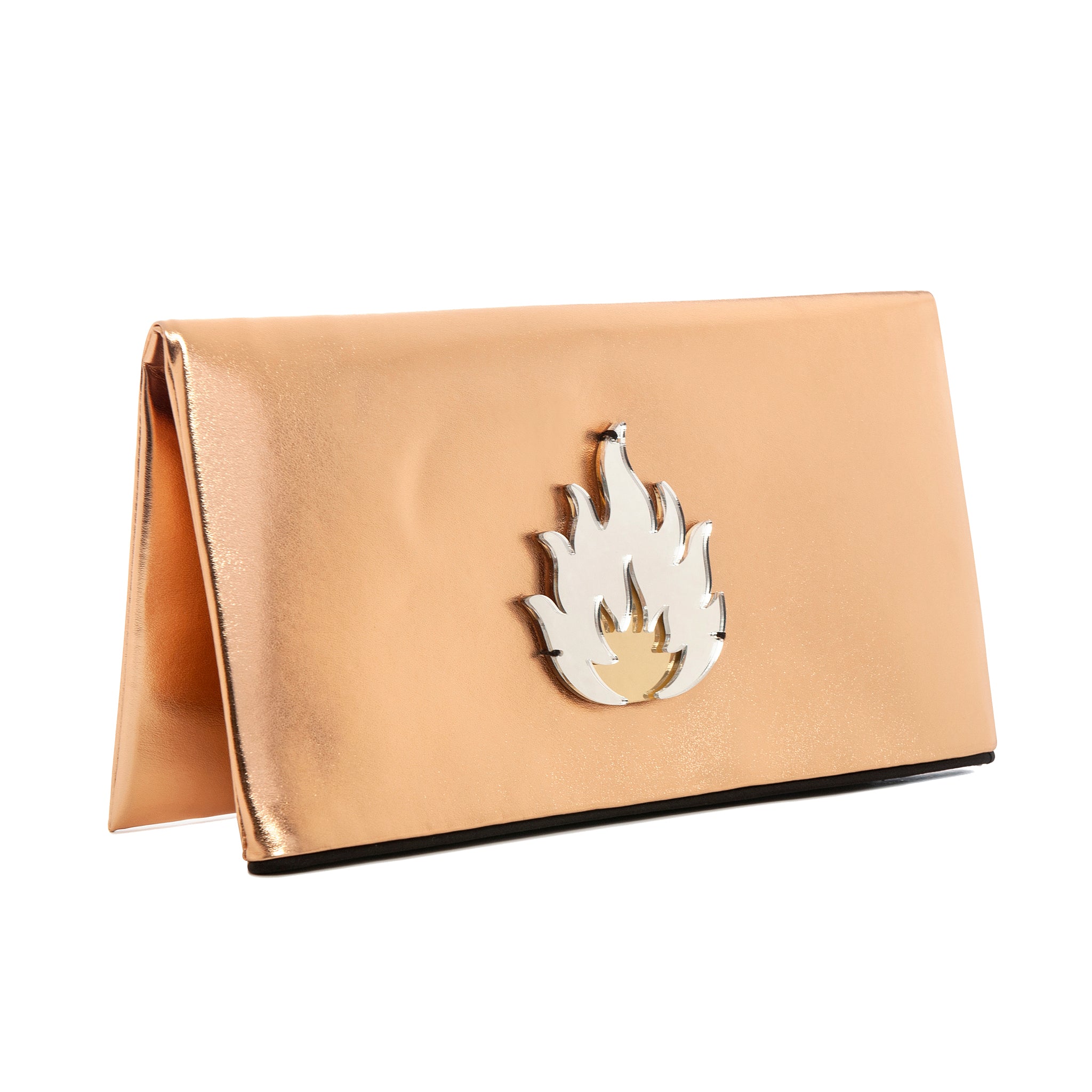 AMARA Clutch | Rose Gold Mirror Flame