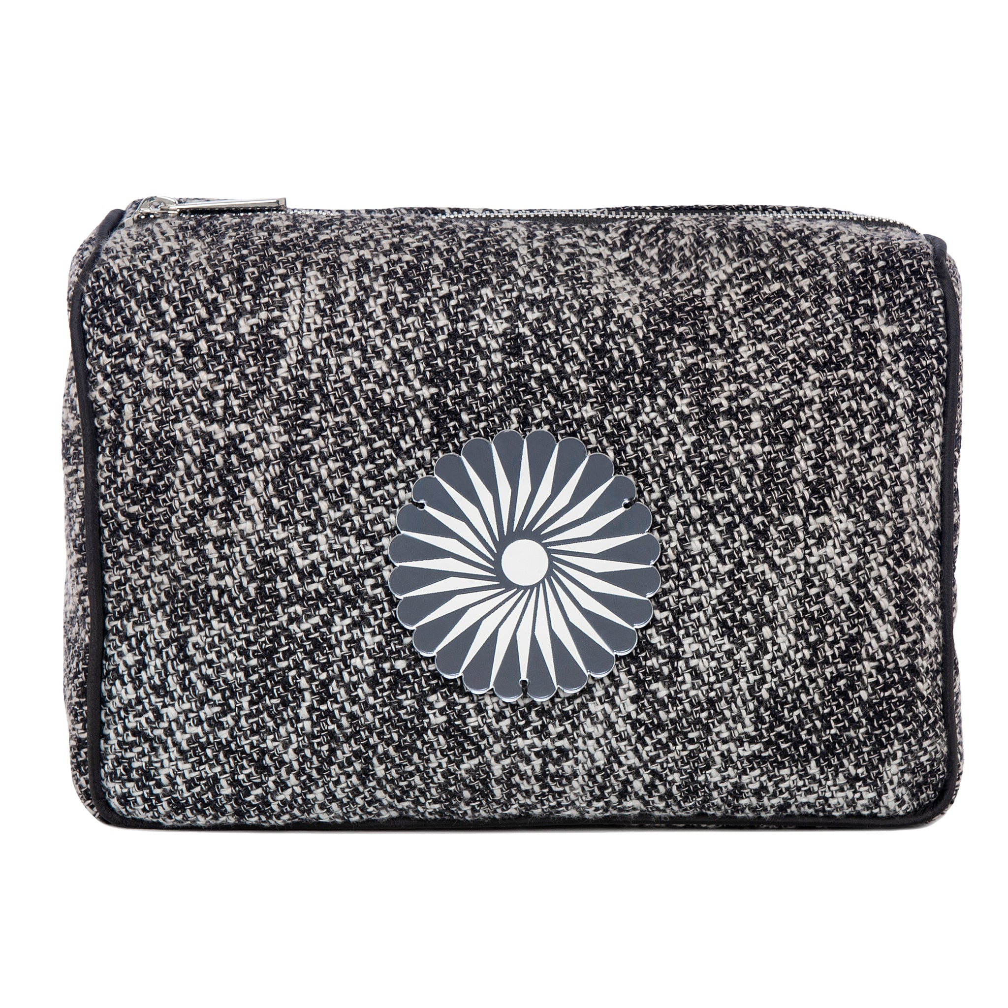 BLAZE Pouch | Black White Woven Rosette