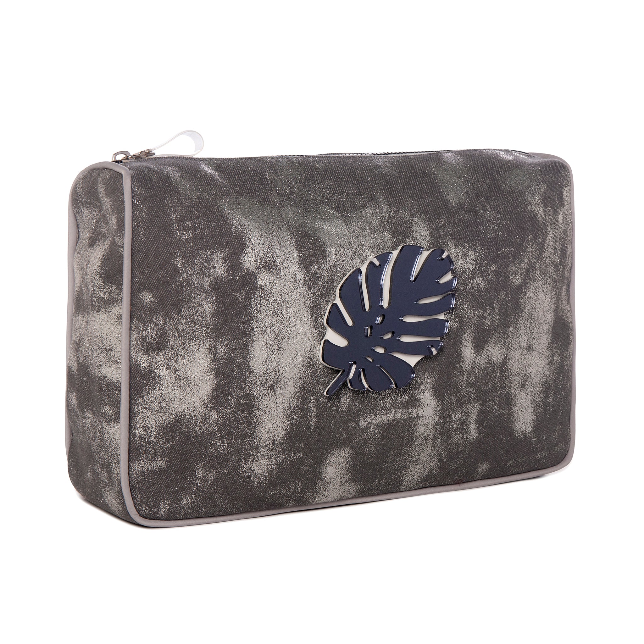 BLAZE Pouch | Silver Shinny Canvas Leaf