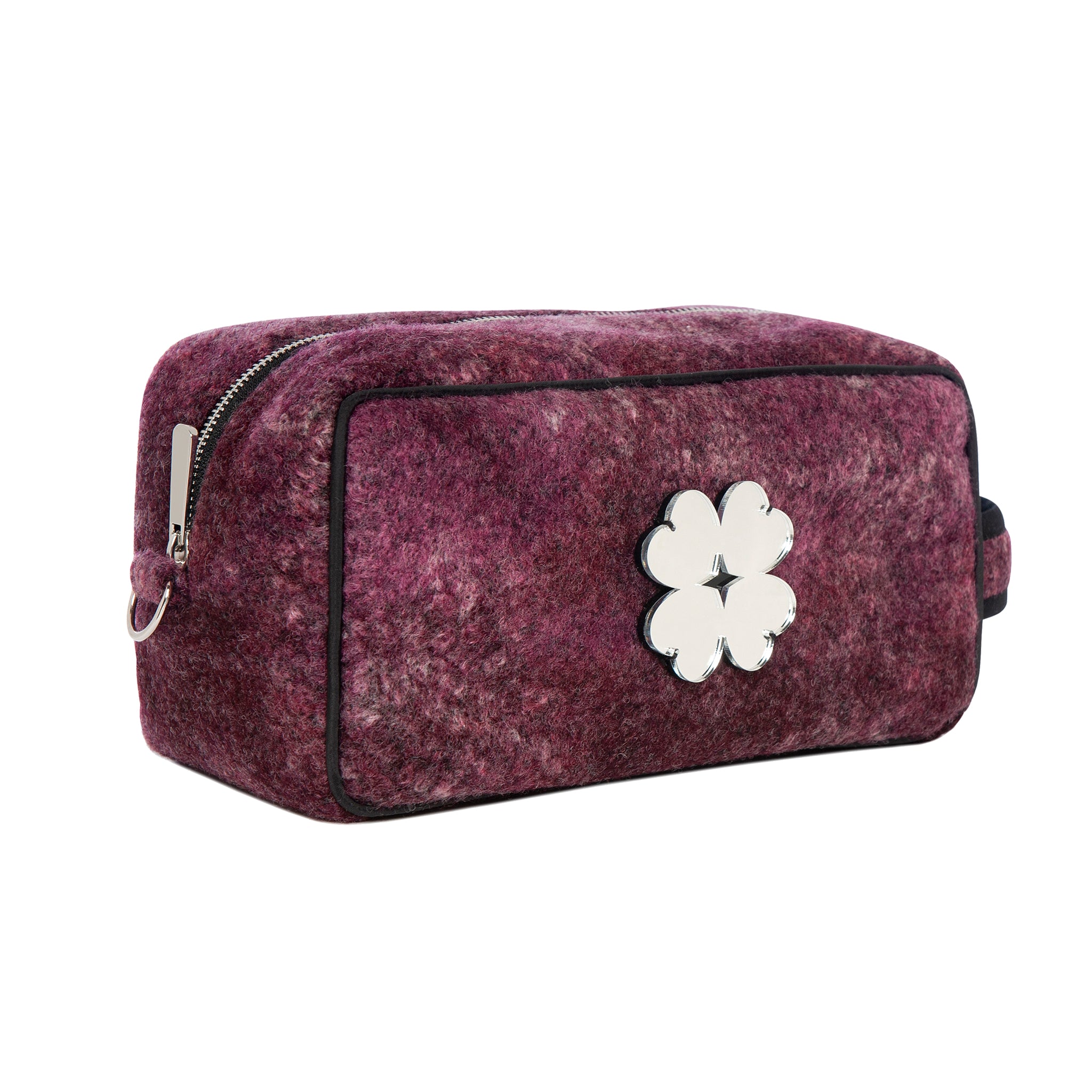 BOO Toiletry bag | Aubergine Washed Wool Flower