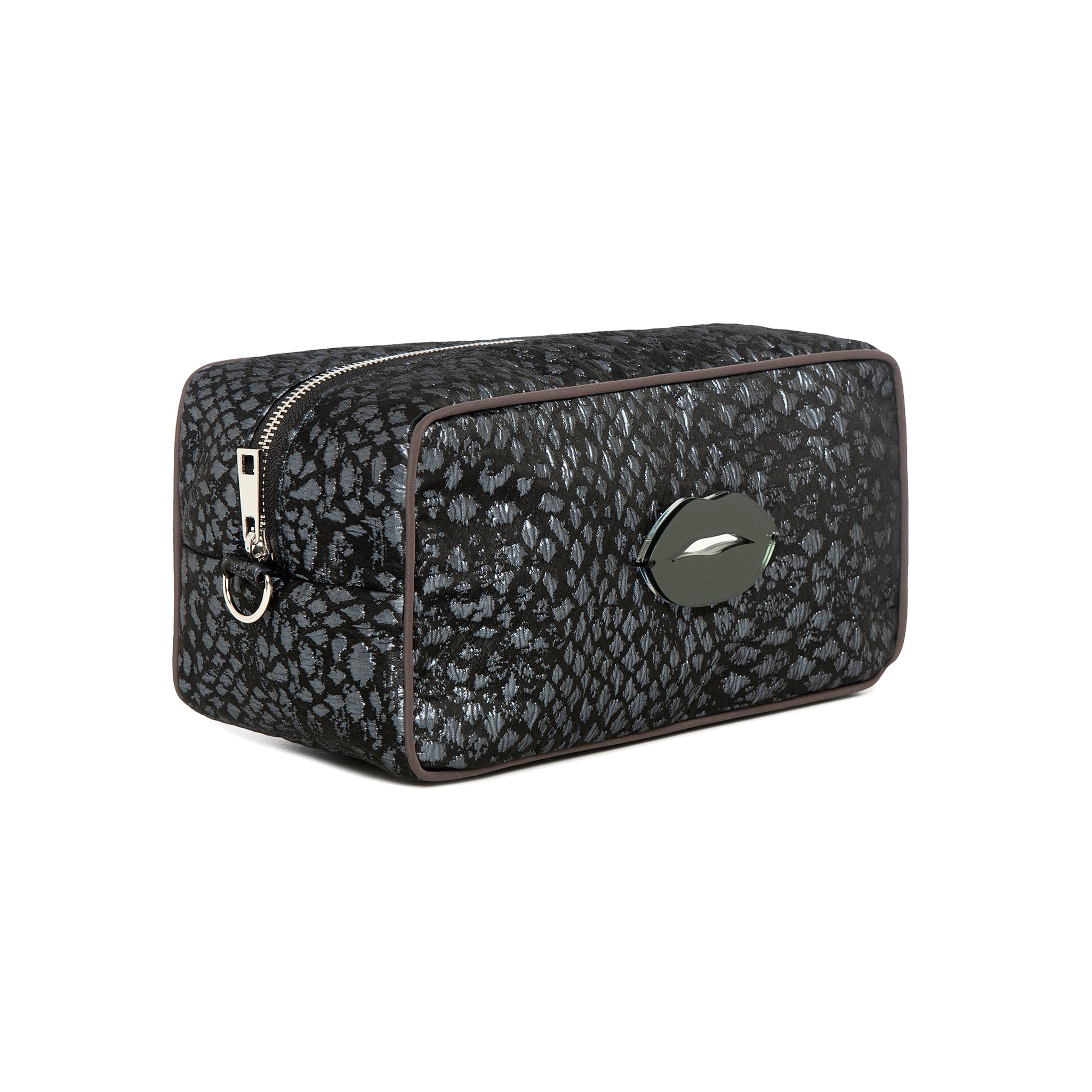 BOO Pouch | Grey Metal Croc Lips
