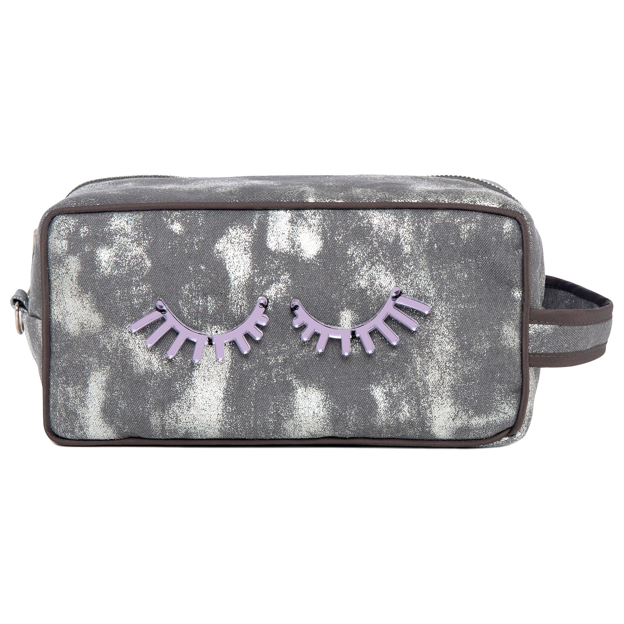 BOO Toiletry bag | Grey Shiny Canvas Lashes