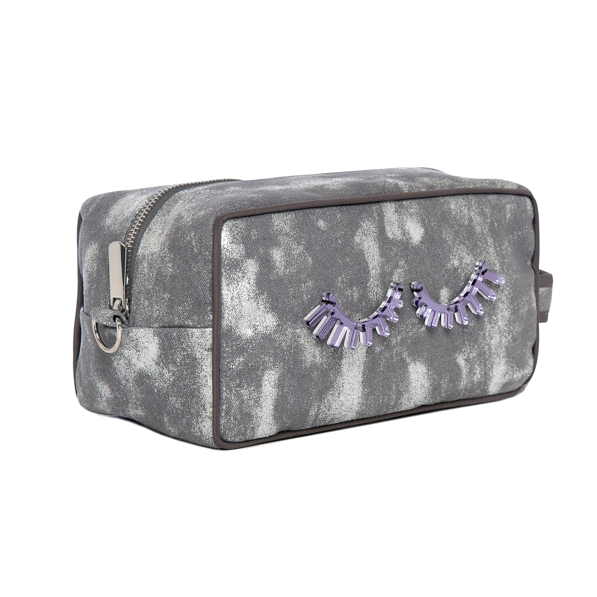 BOO Toiletry bag | Grey Shiny Canvas Lashes