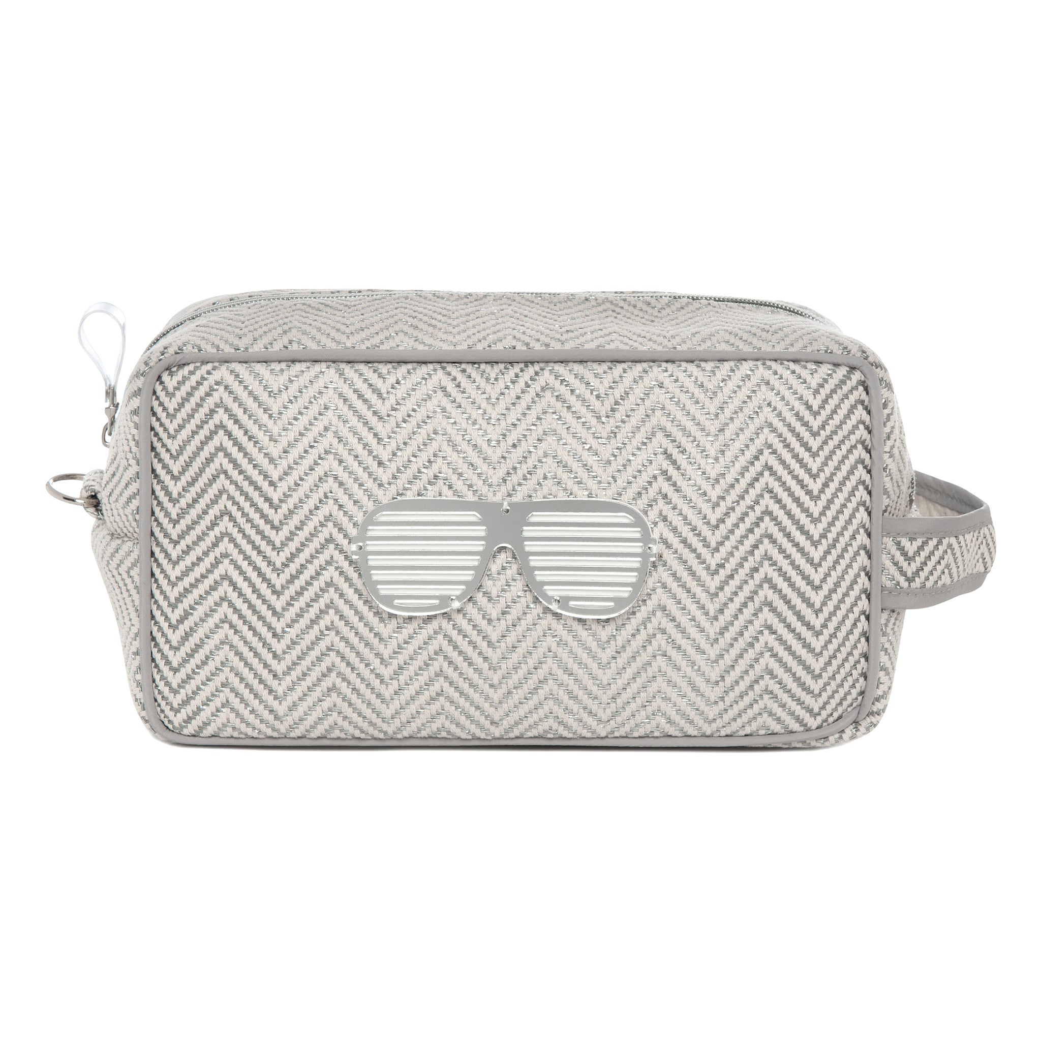 BOO Pouch | Grey Ecru Chevron Glasses