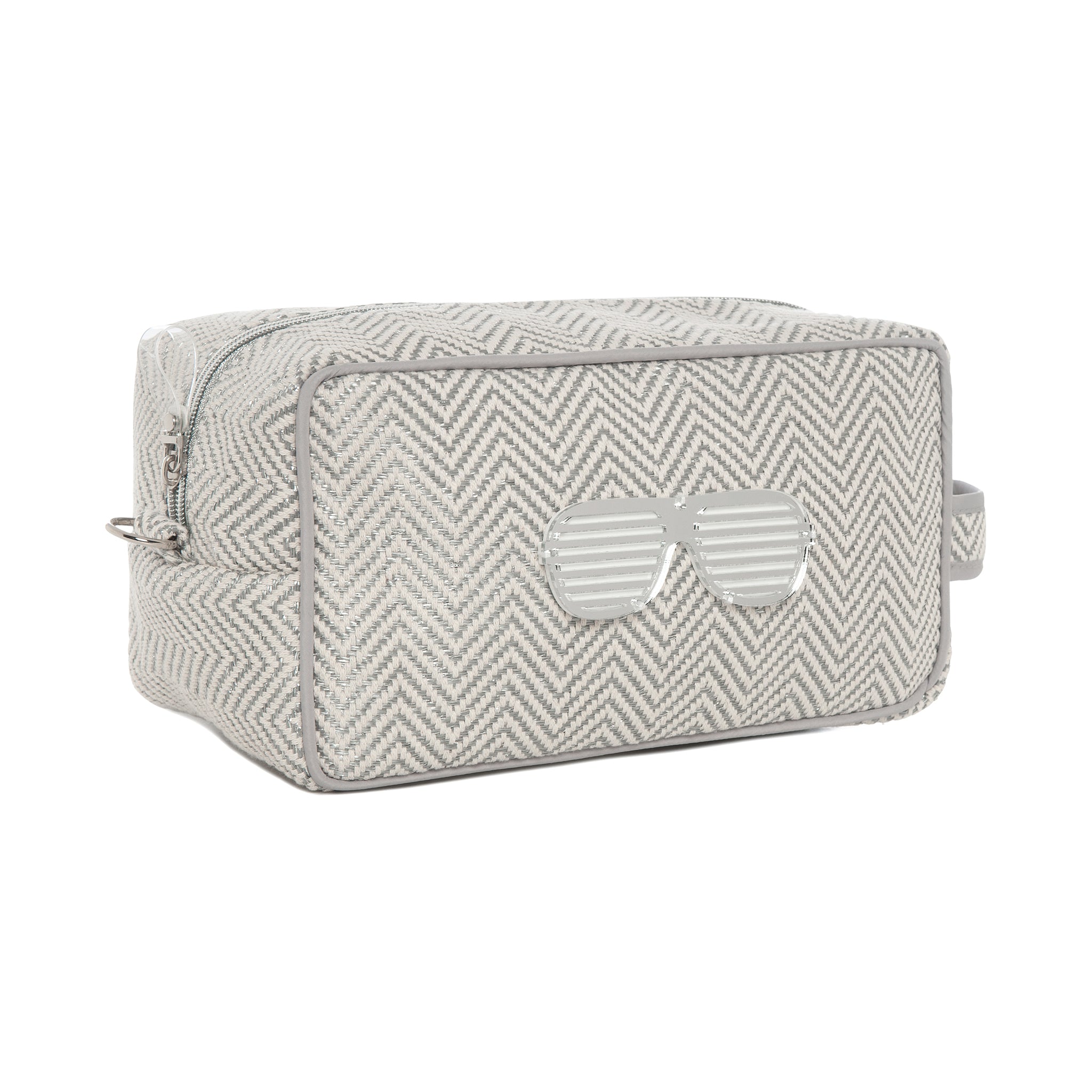 BOO Pouch | Grey Ecru Chevron Glasses