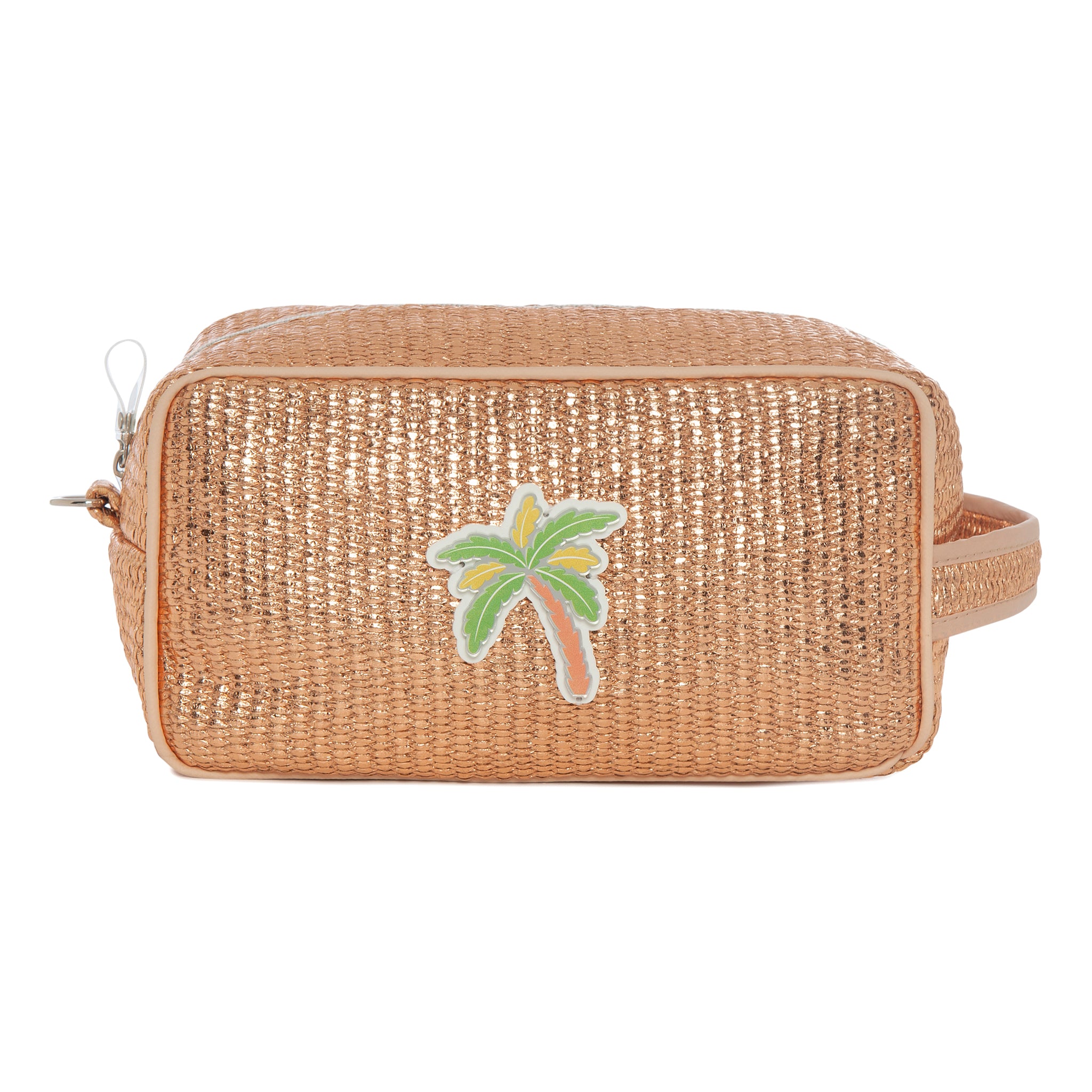 BOO Pouch | Rose Gold Raffia Palm Tree