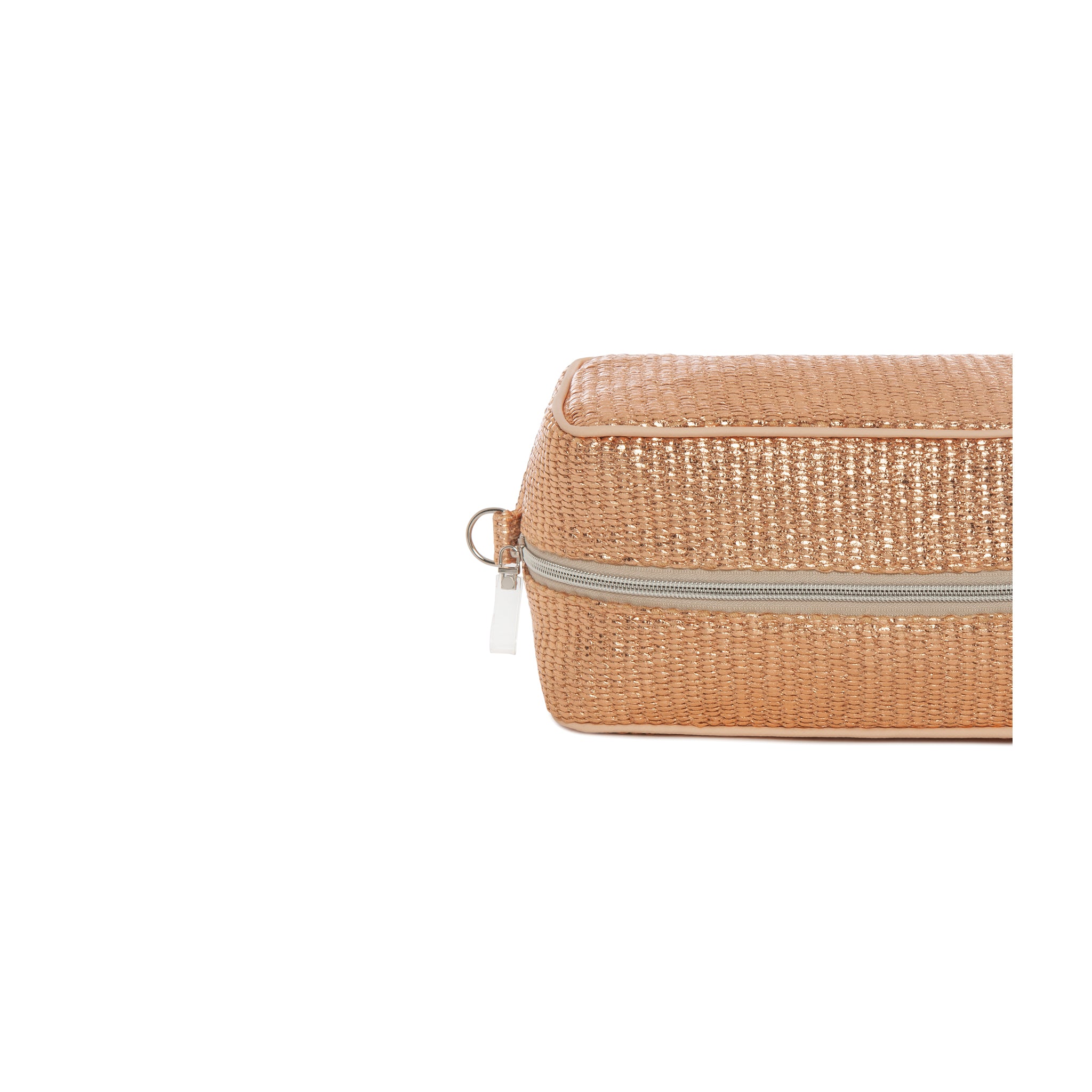 BOO Pouch | Rose Gold Raffia Palm Tree