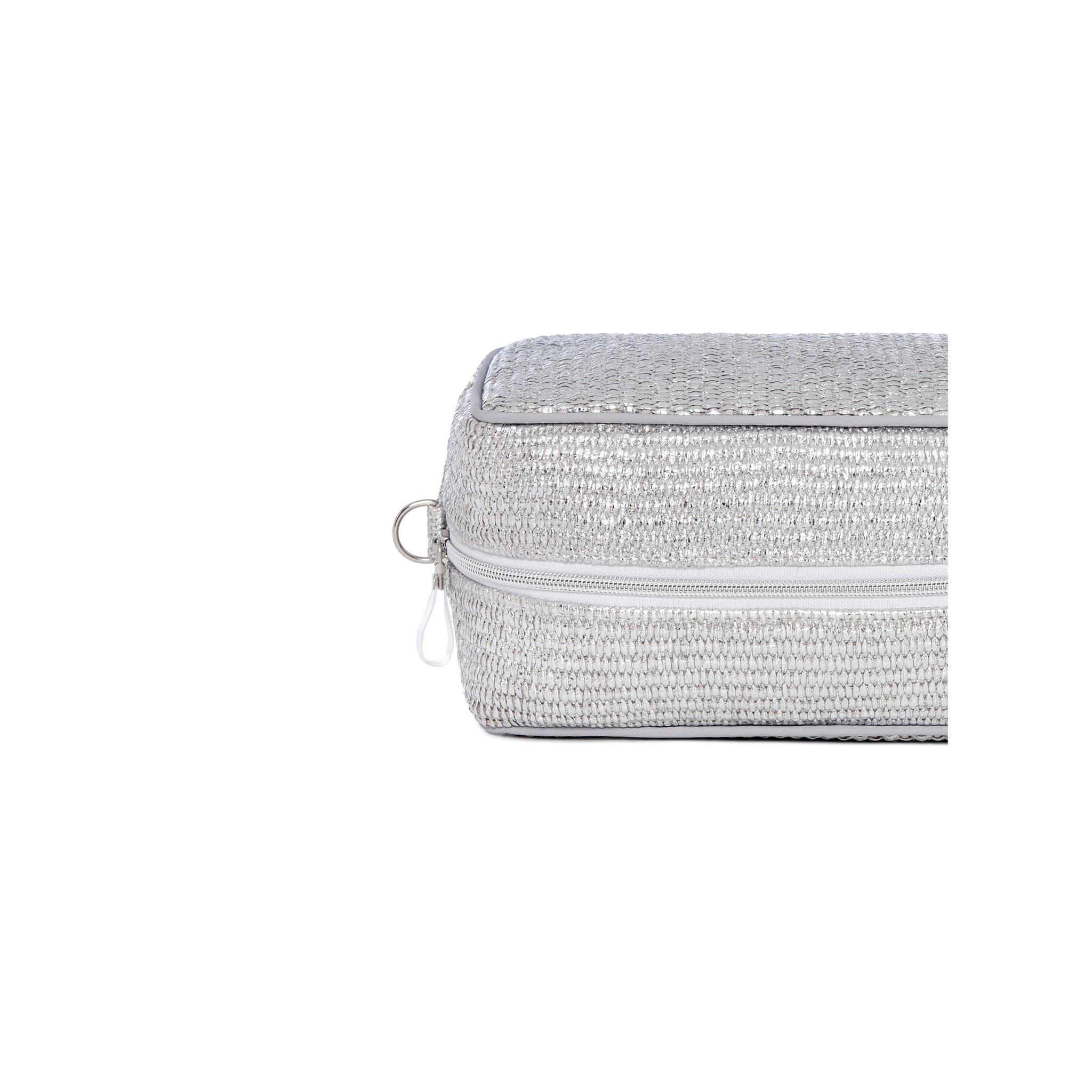 BOO Pouch | Silver Raffia Peacock