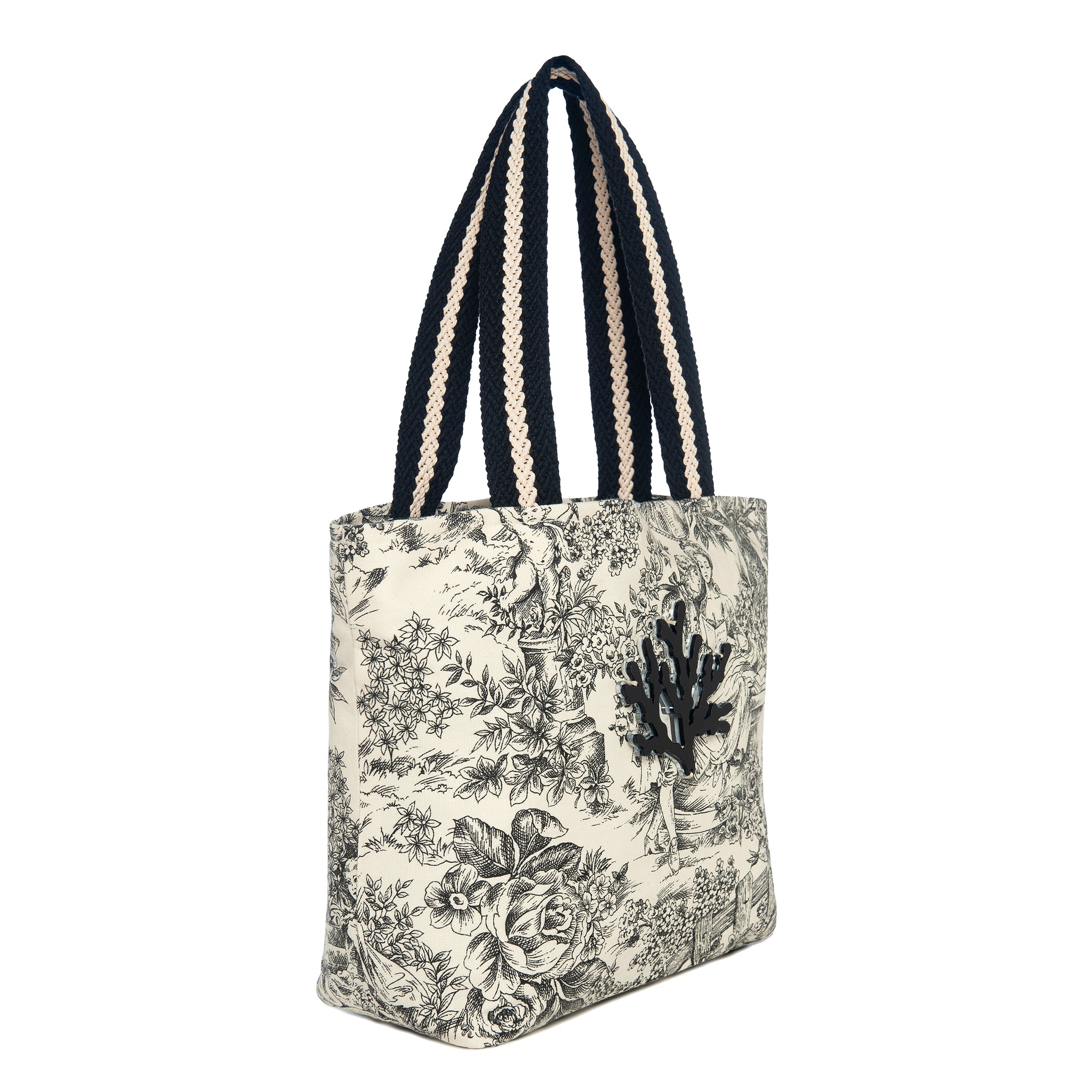 FIFI Small Tote bag | Black Countryside Coral