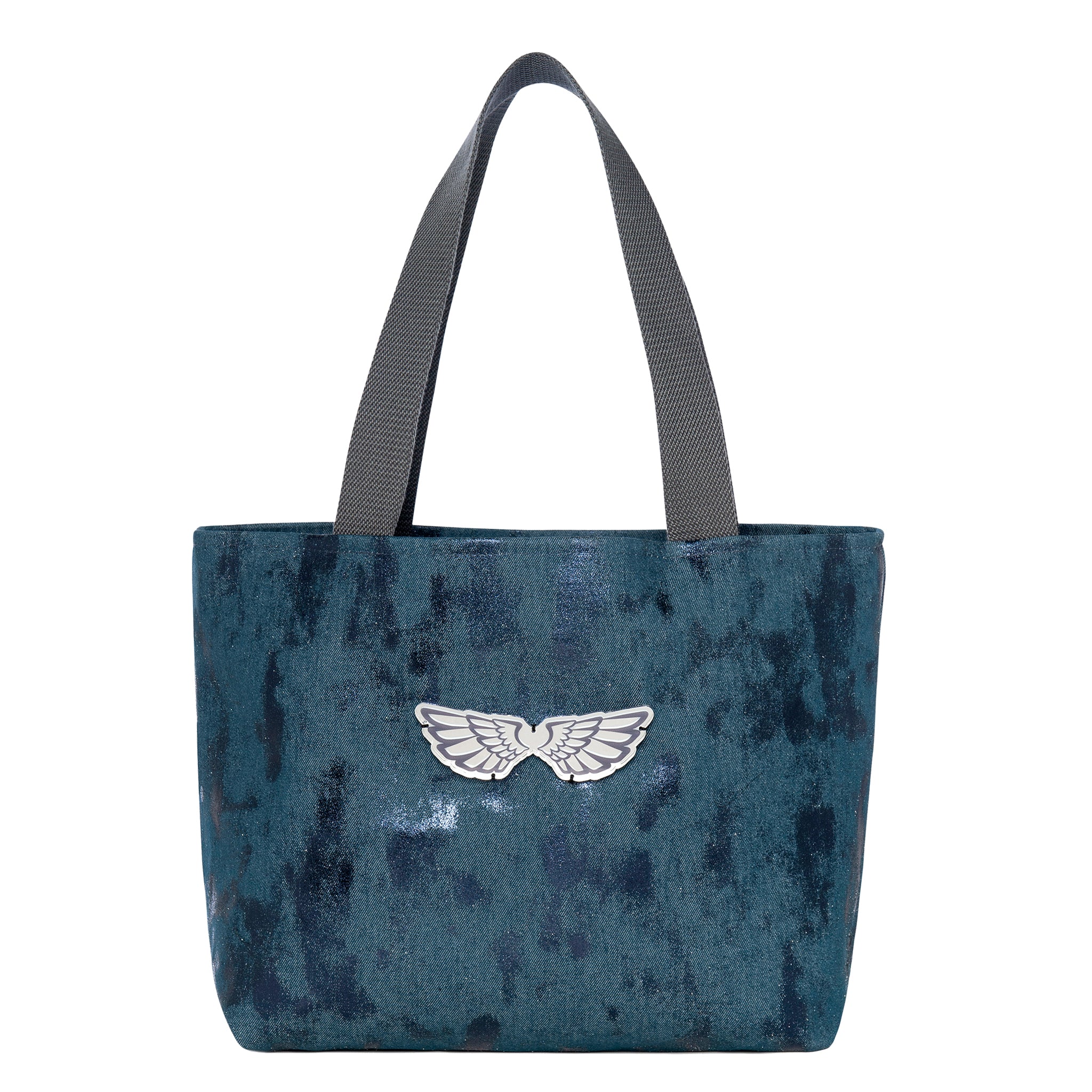 Cloe Tote bag | Navy Shiny Canvas Wings