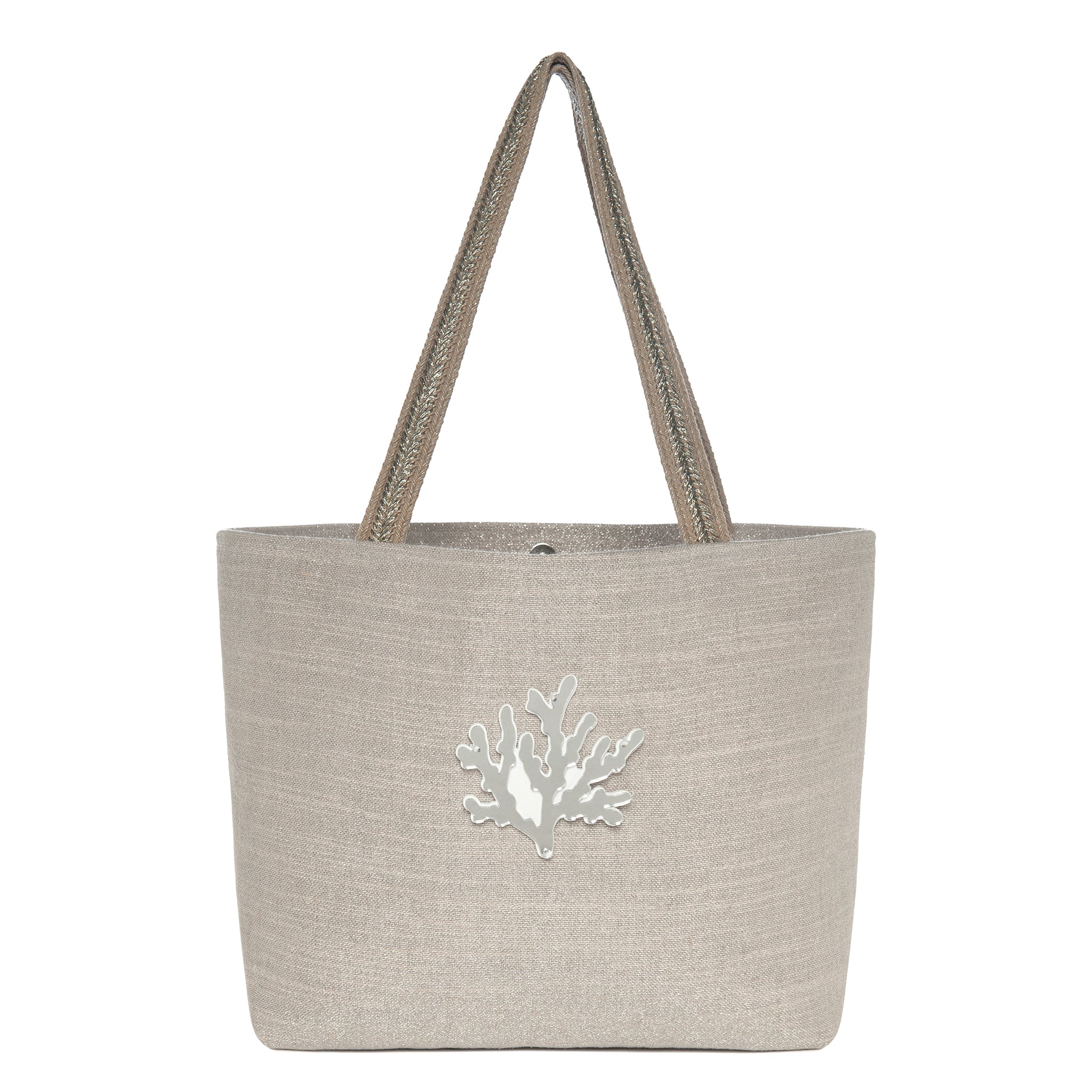 Cloe Medium Tote bag | Taupe Sparkle Coral