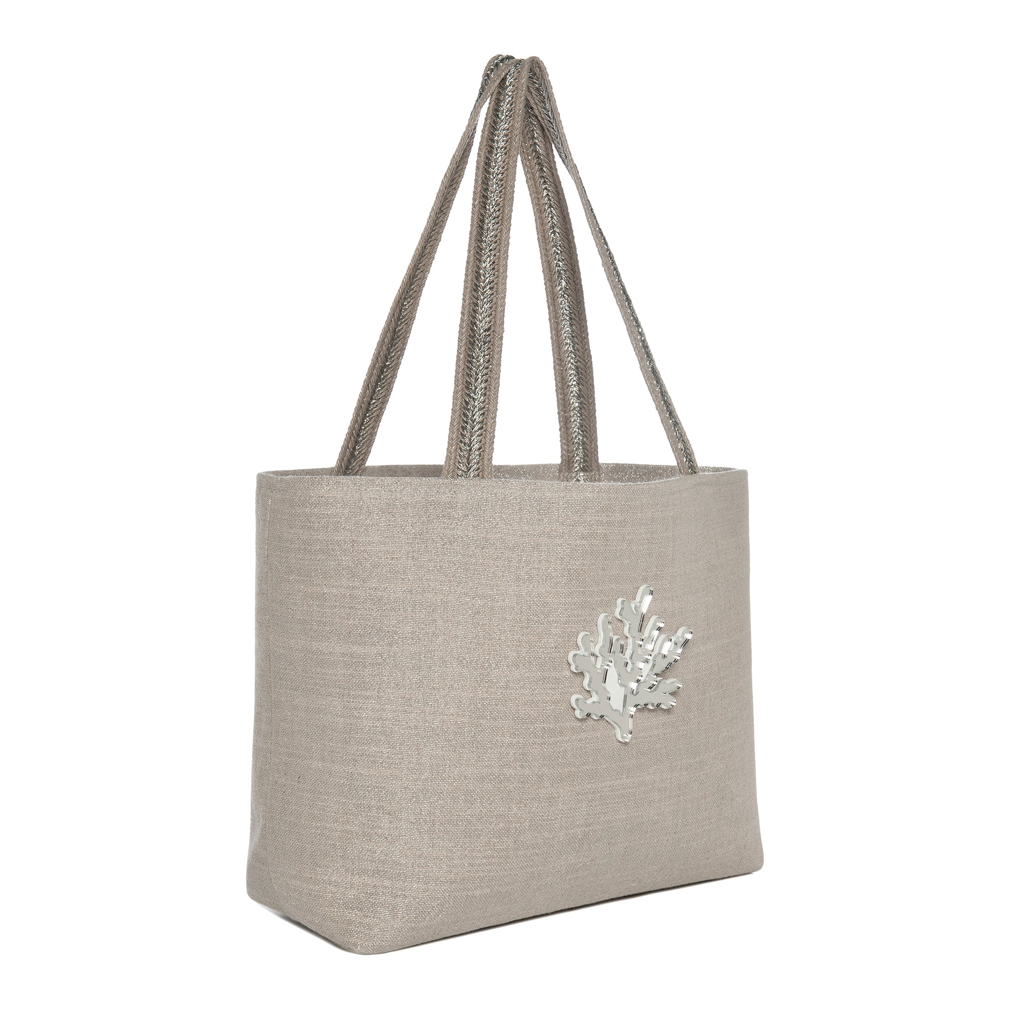 Cloe Medium Tote bag | Taupe Sparkle Coral