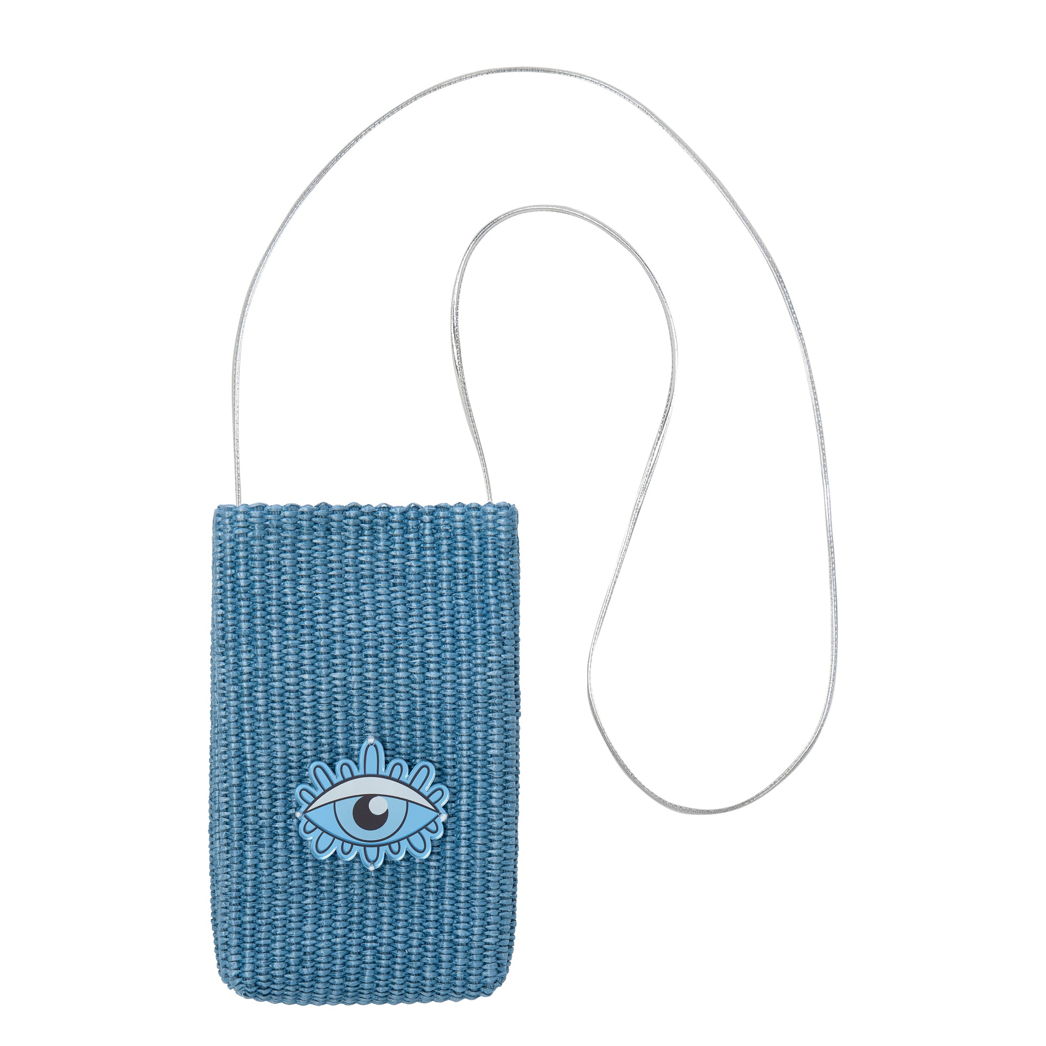 EV Phone Pouch | Blue Raffia Evil Eye