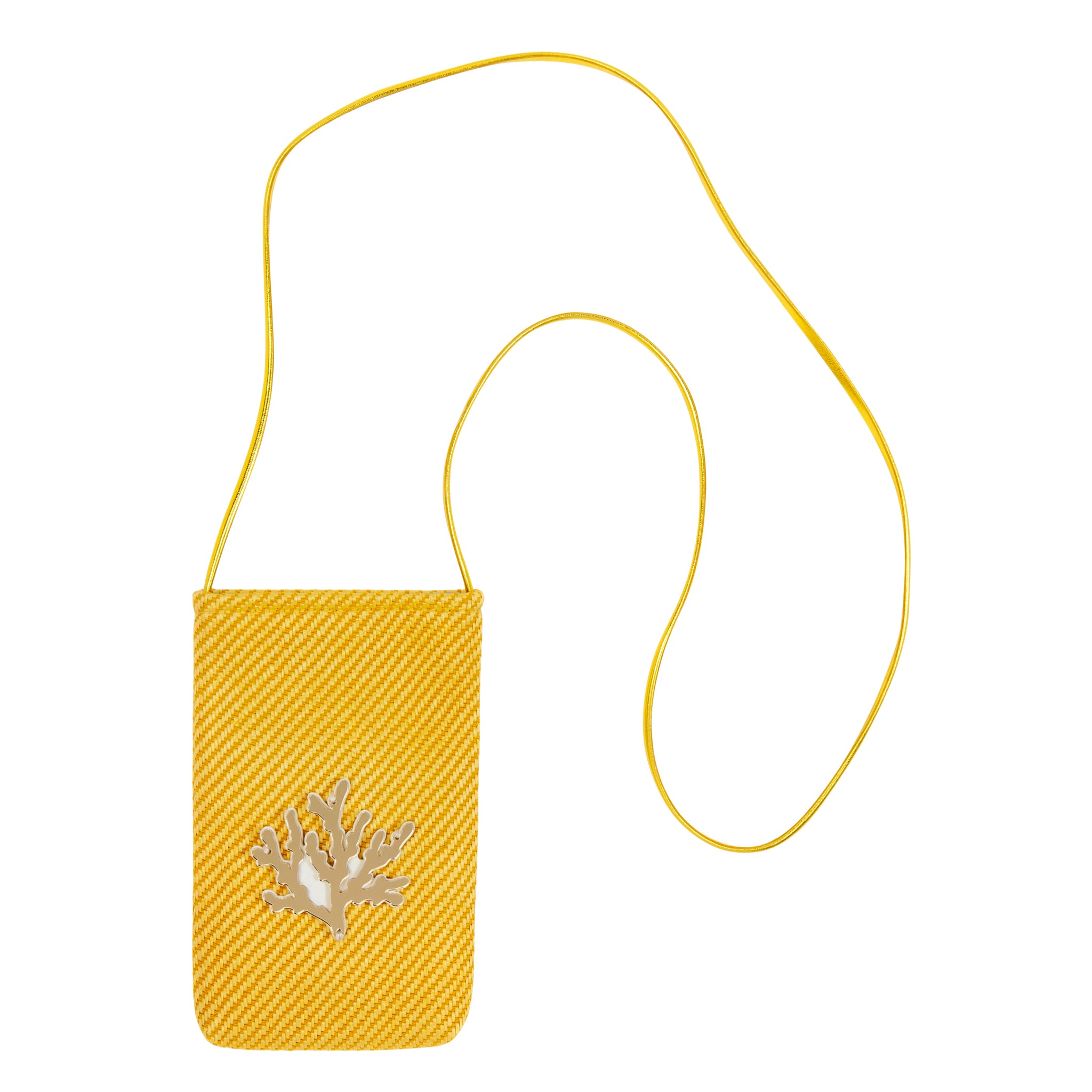 EV Phone Pouch | Bright Yellow Woven Coral