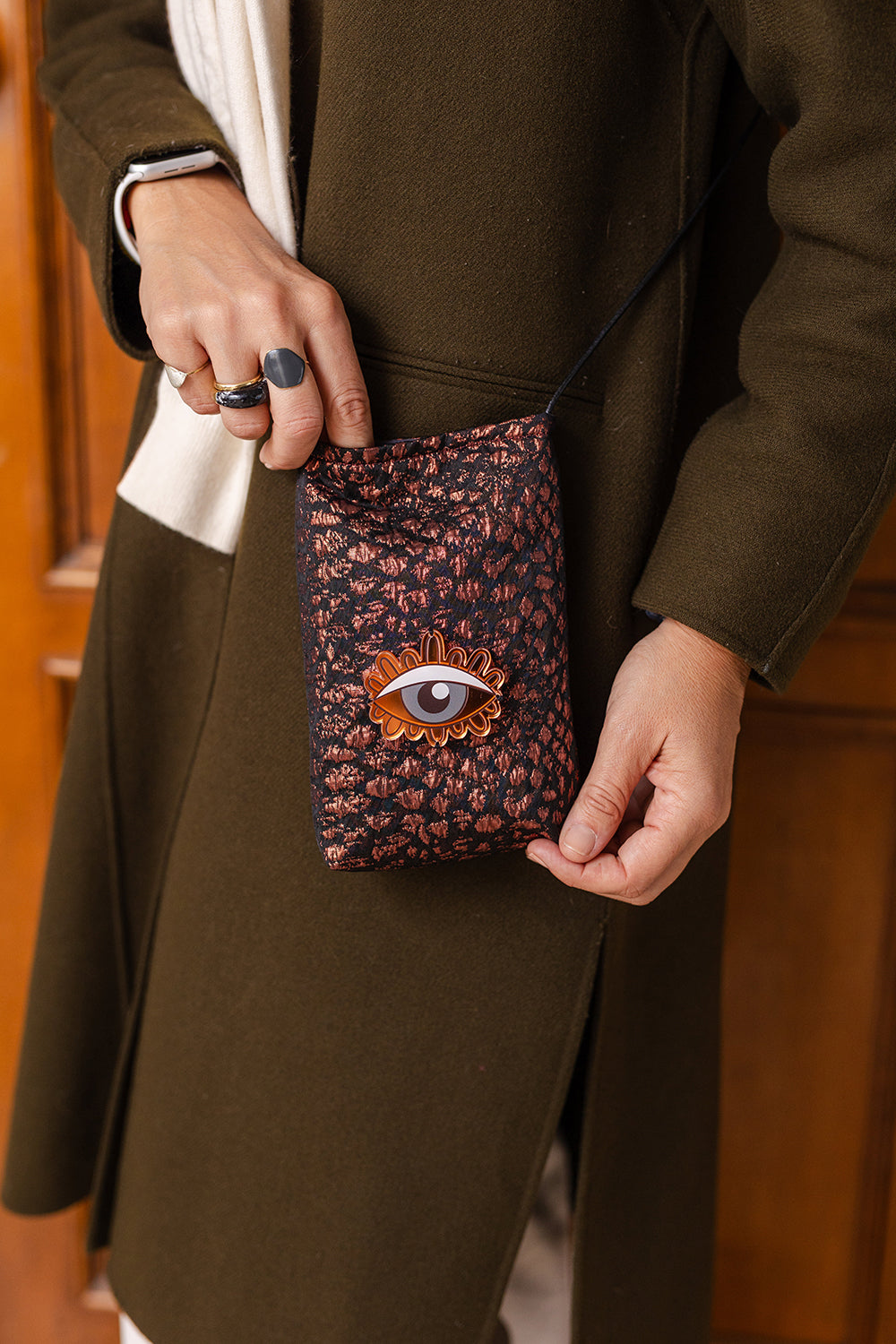 EV Phone Pouch | Copper Croc Evil Eye