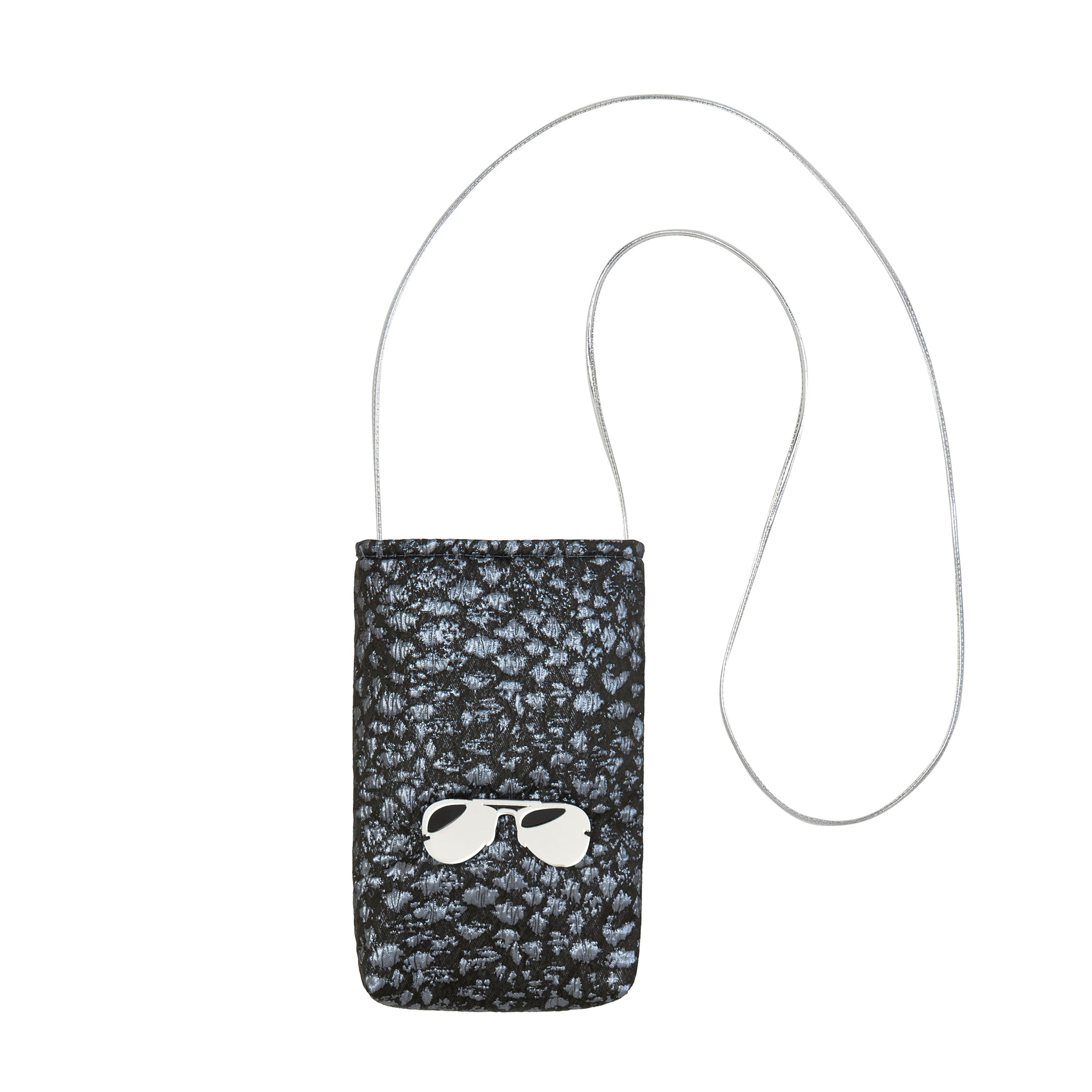 EV Phone Pouch | Grey Metal Croc Glasses