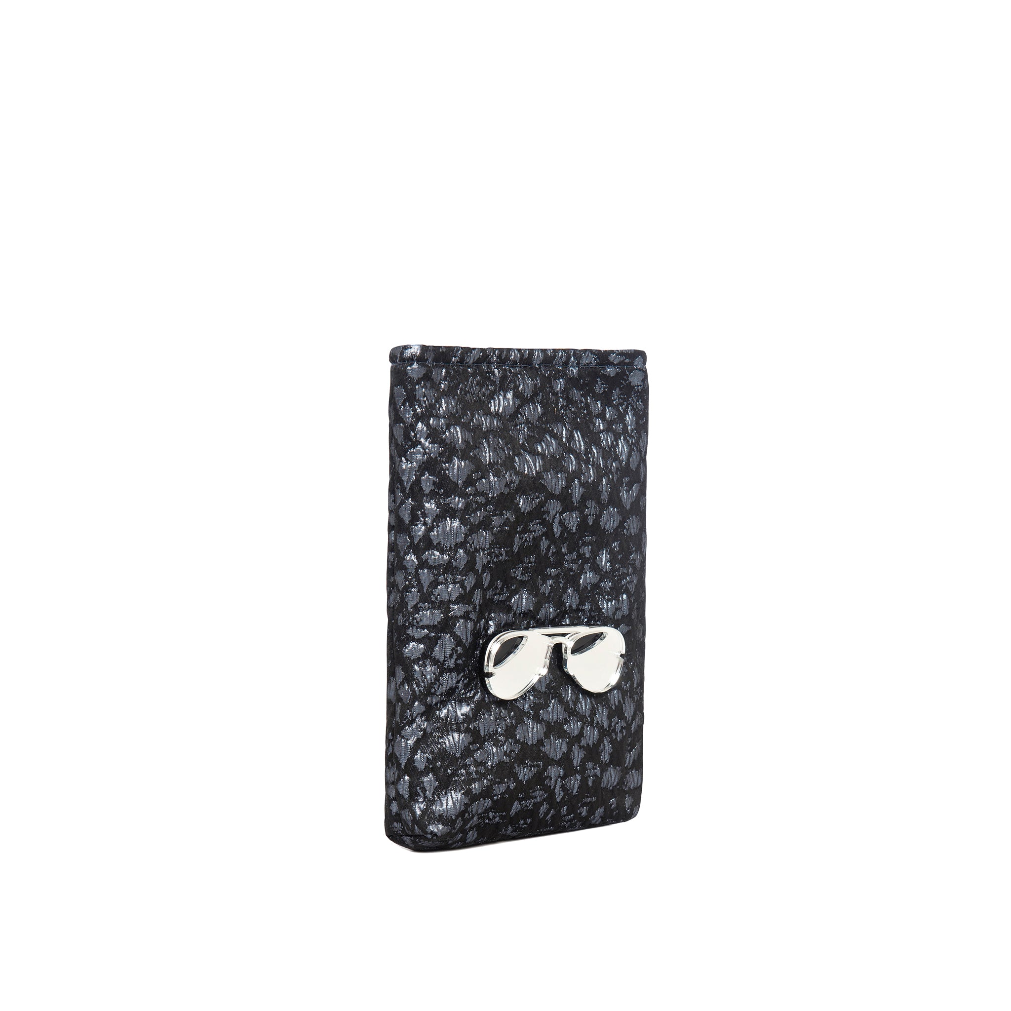 EV Phone Pouch | Grey Metal Croc Glasses