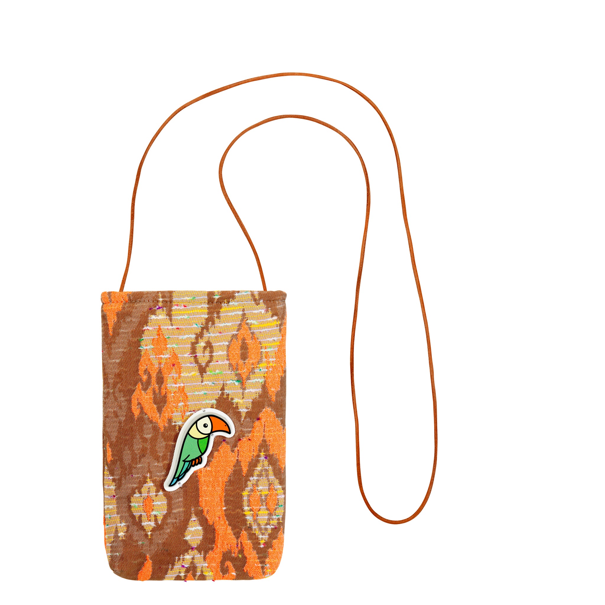 EV Phone Pouch | Mocha Ikat Toucan