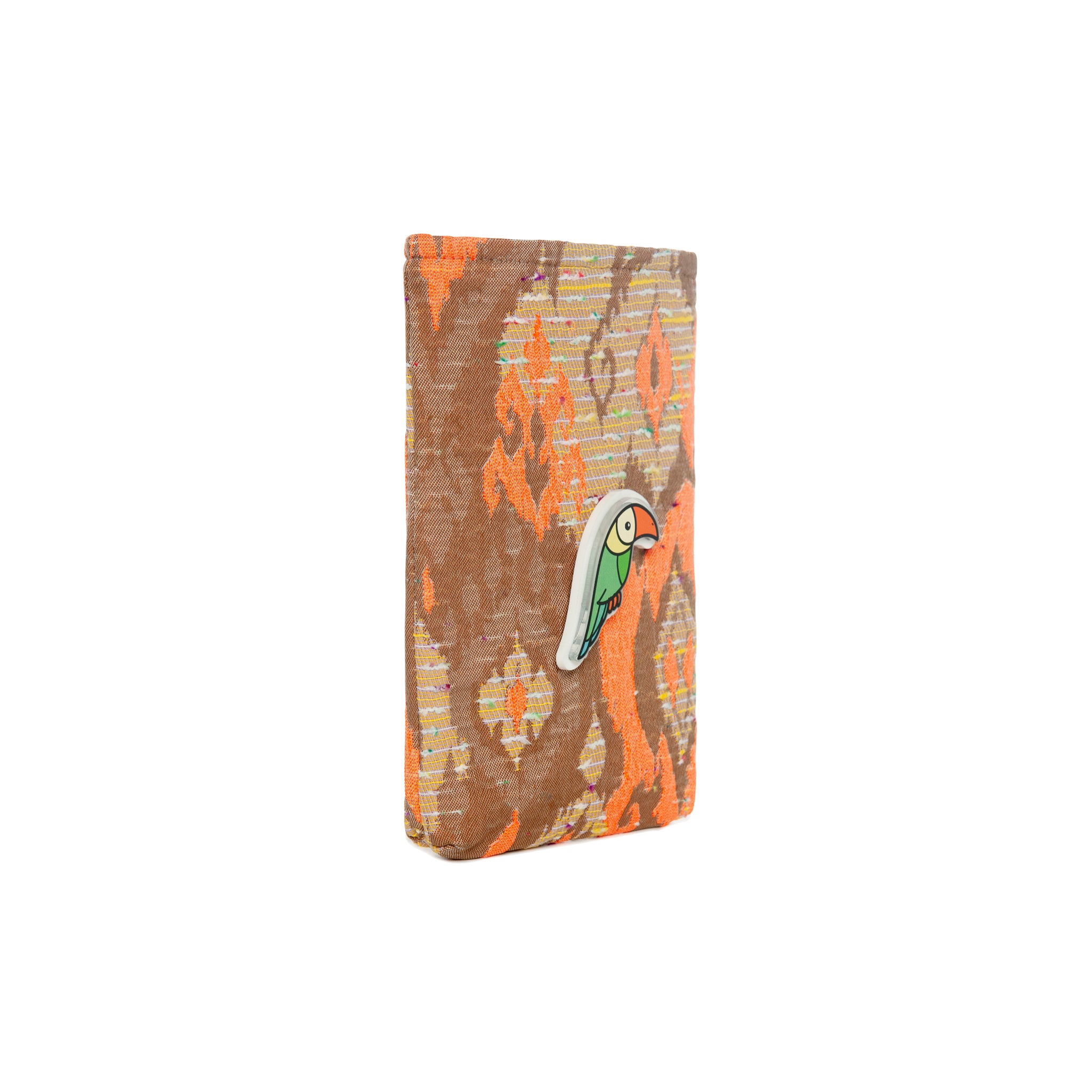 EV Phone Pouch | Mocha Ikat Toucan
