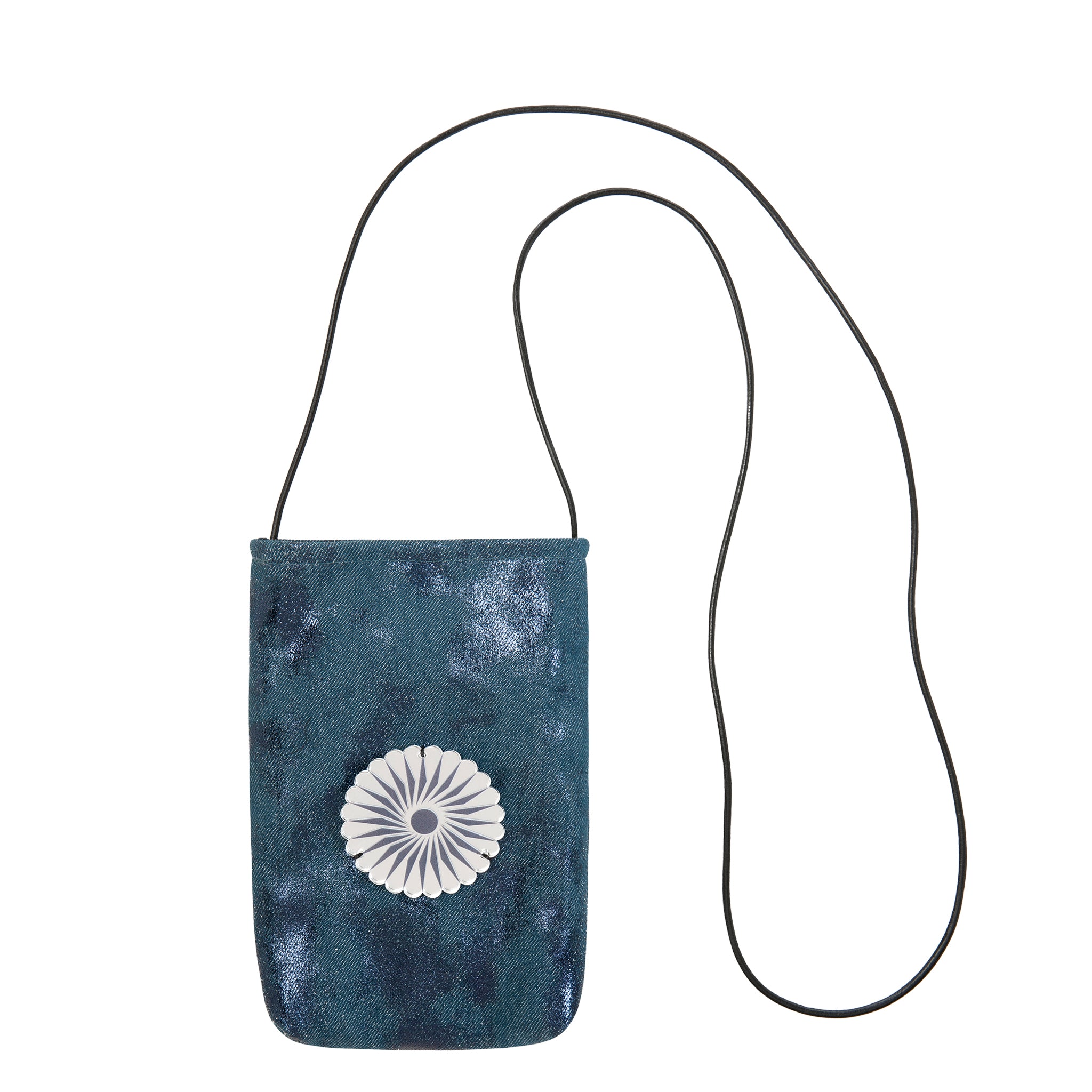 EV Mobile Pouch | Navy Shiny Canvas Rosette