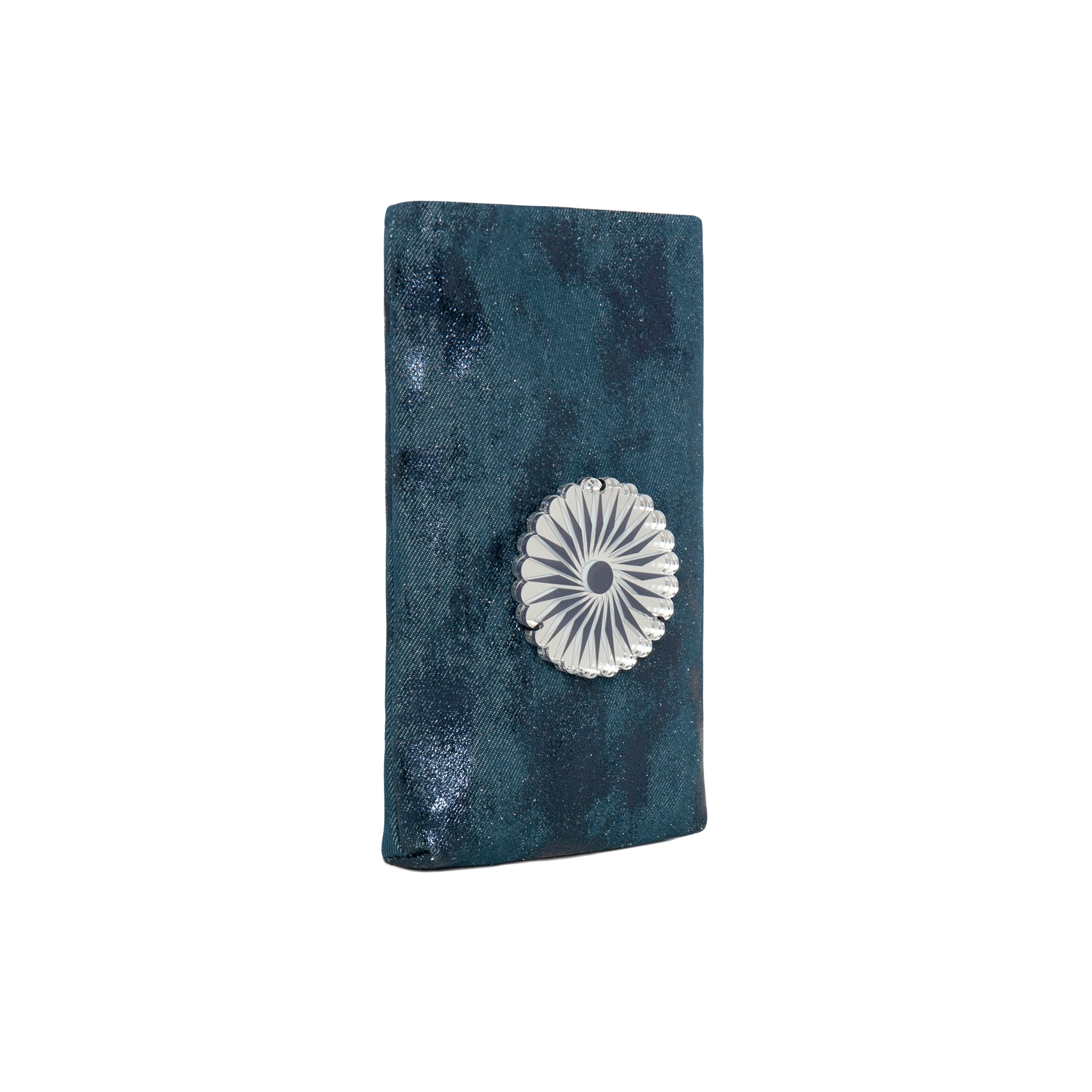 EV Mobile Pouch | Navy Shiny Canvas Rosette