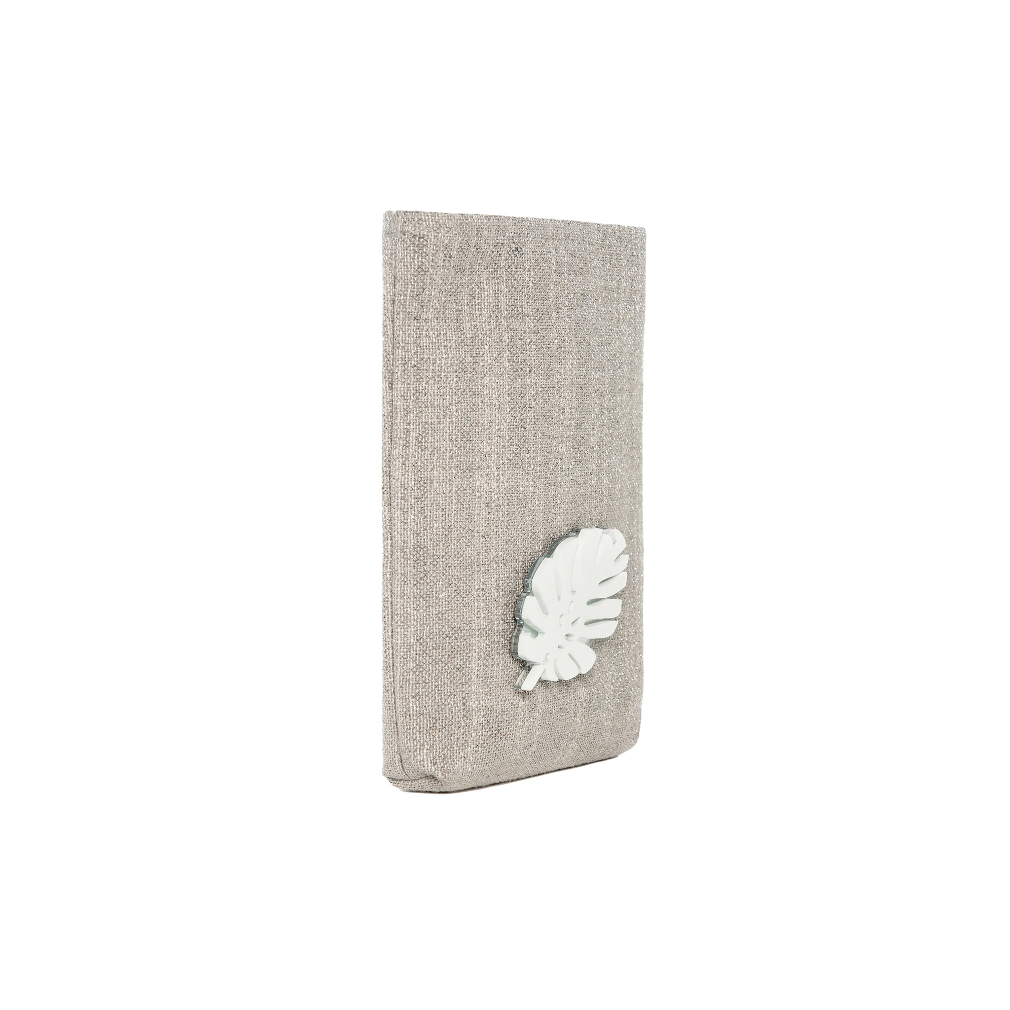 EV Phone Pouch | Taupe Sparkle Tropical Leaf