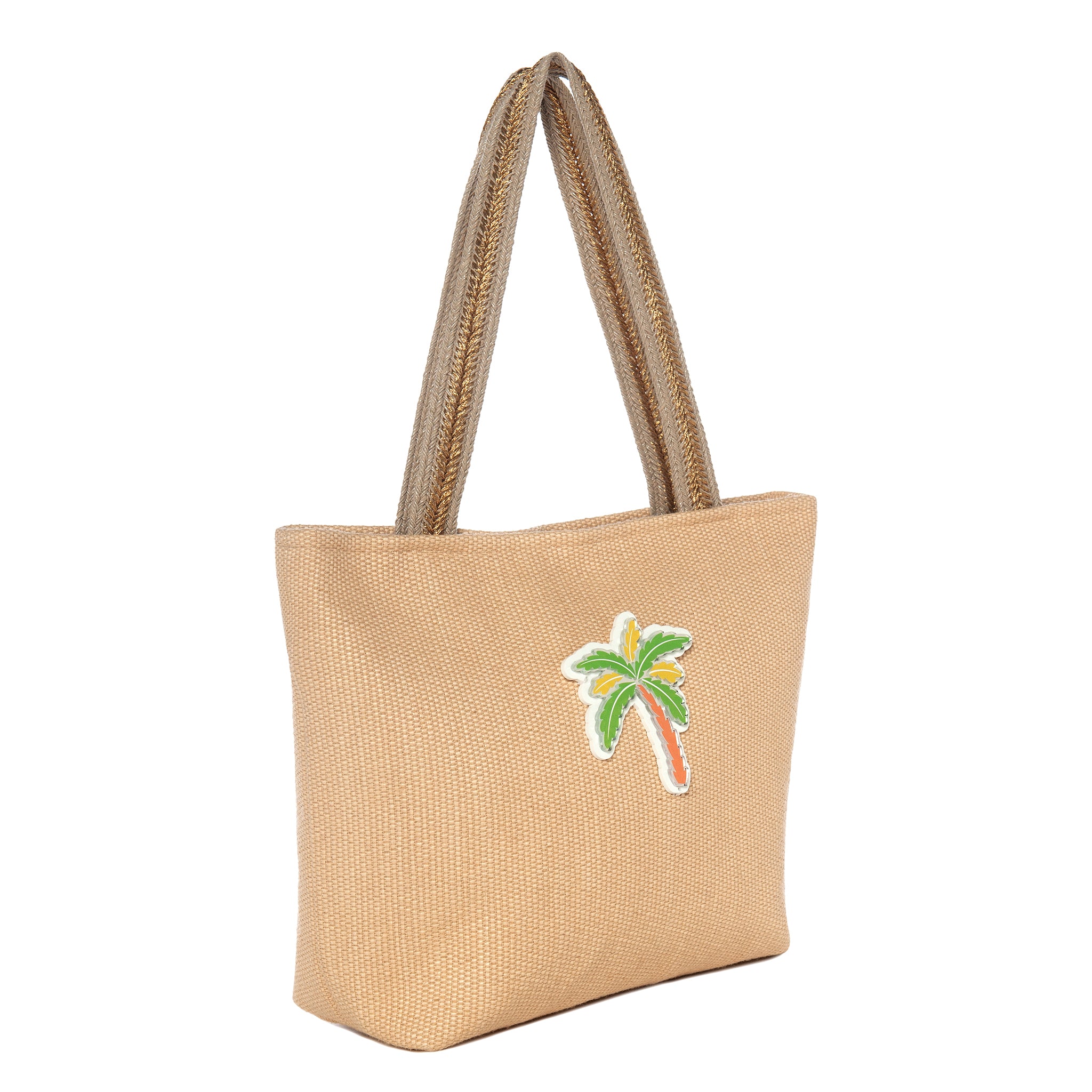 FIFI Small Tote bag | Beige Stamp Palm Tree