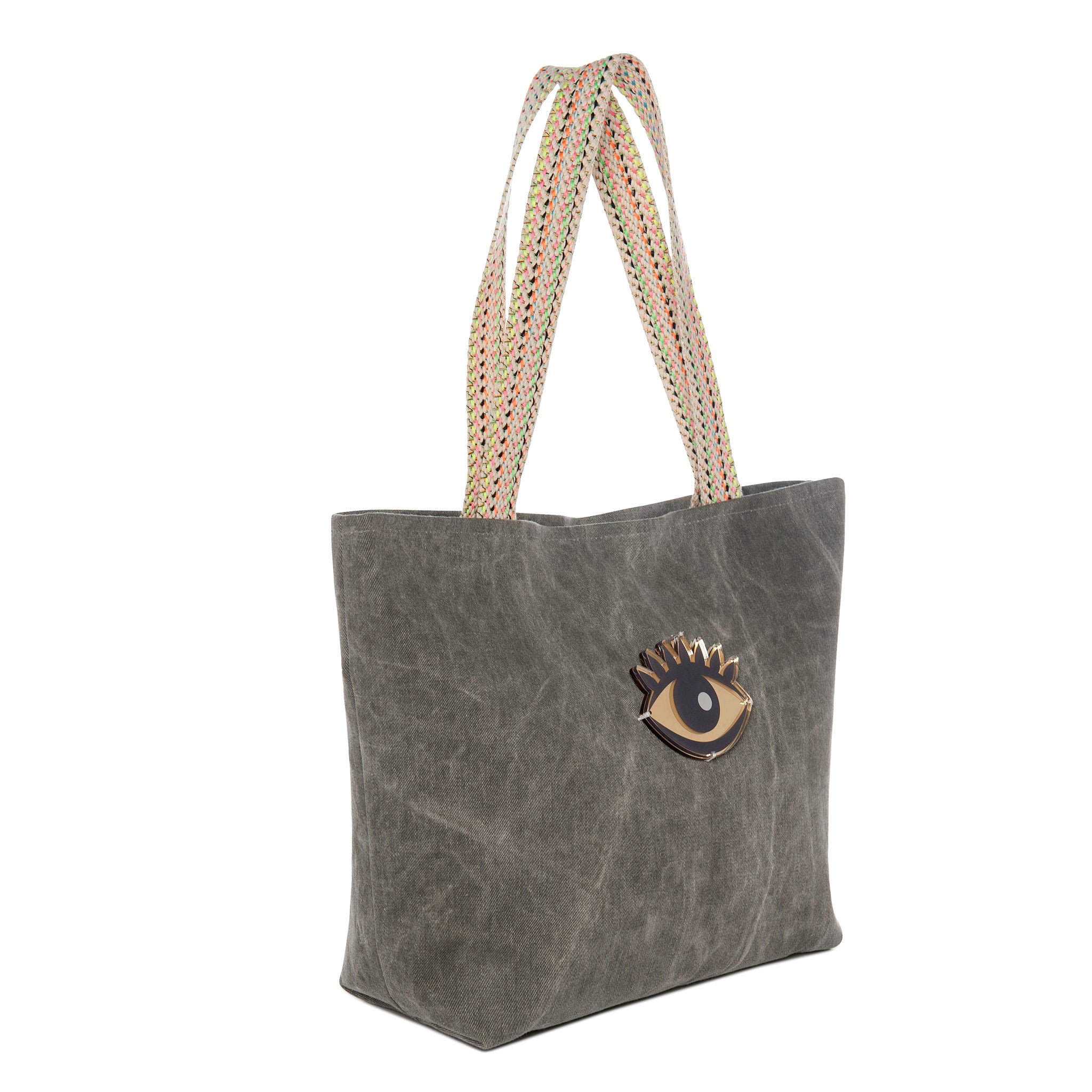 FIFI Tote bag | Khaki Denim Evil Eye