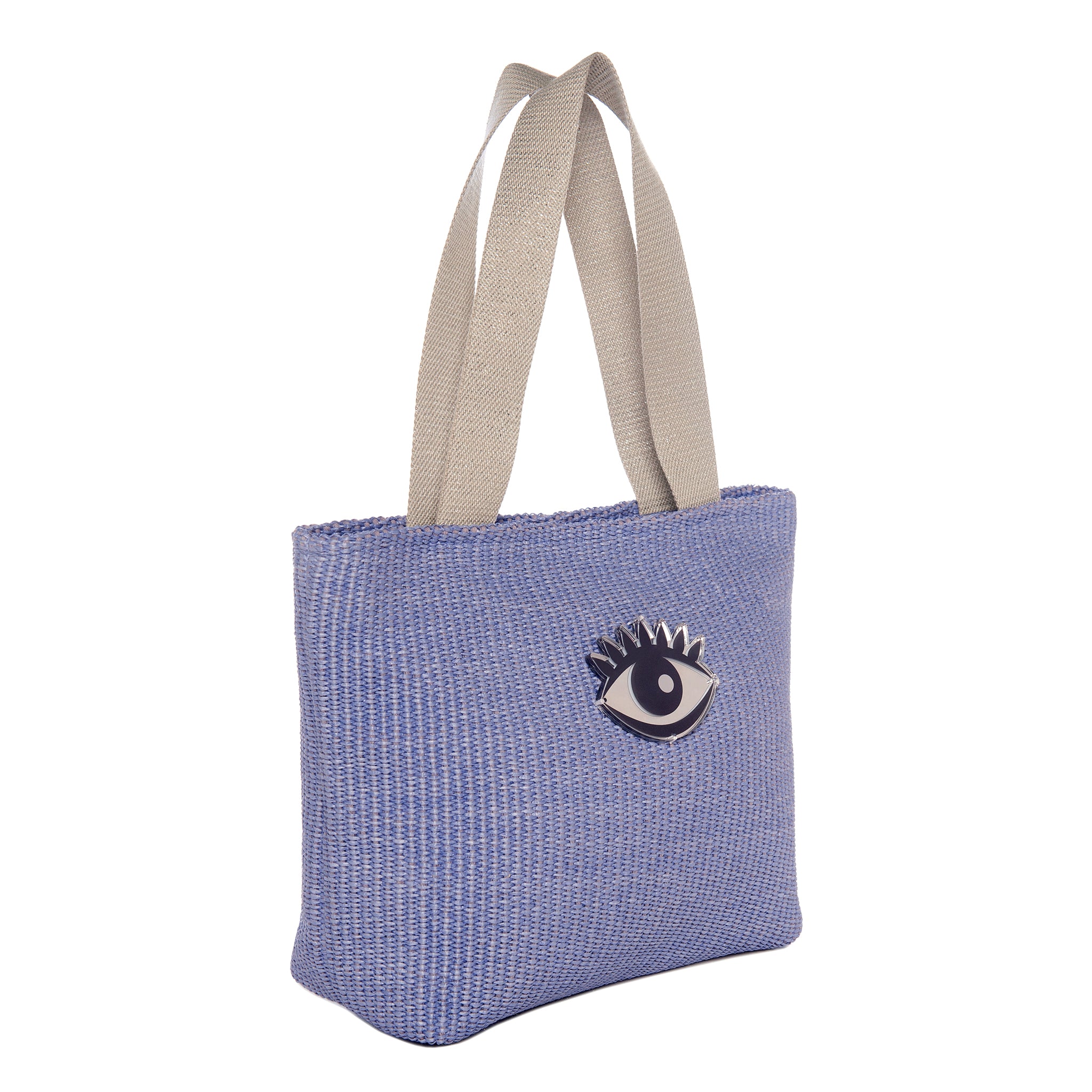 FIFI Small Tote bag | Lilac Raffia Evil Eye