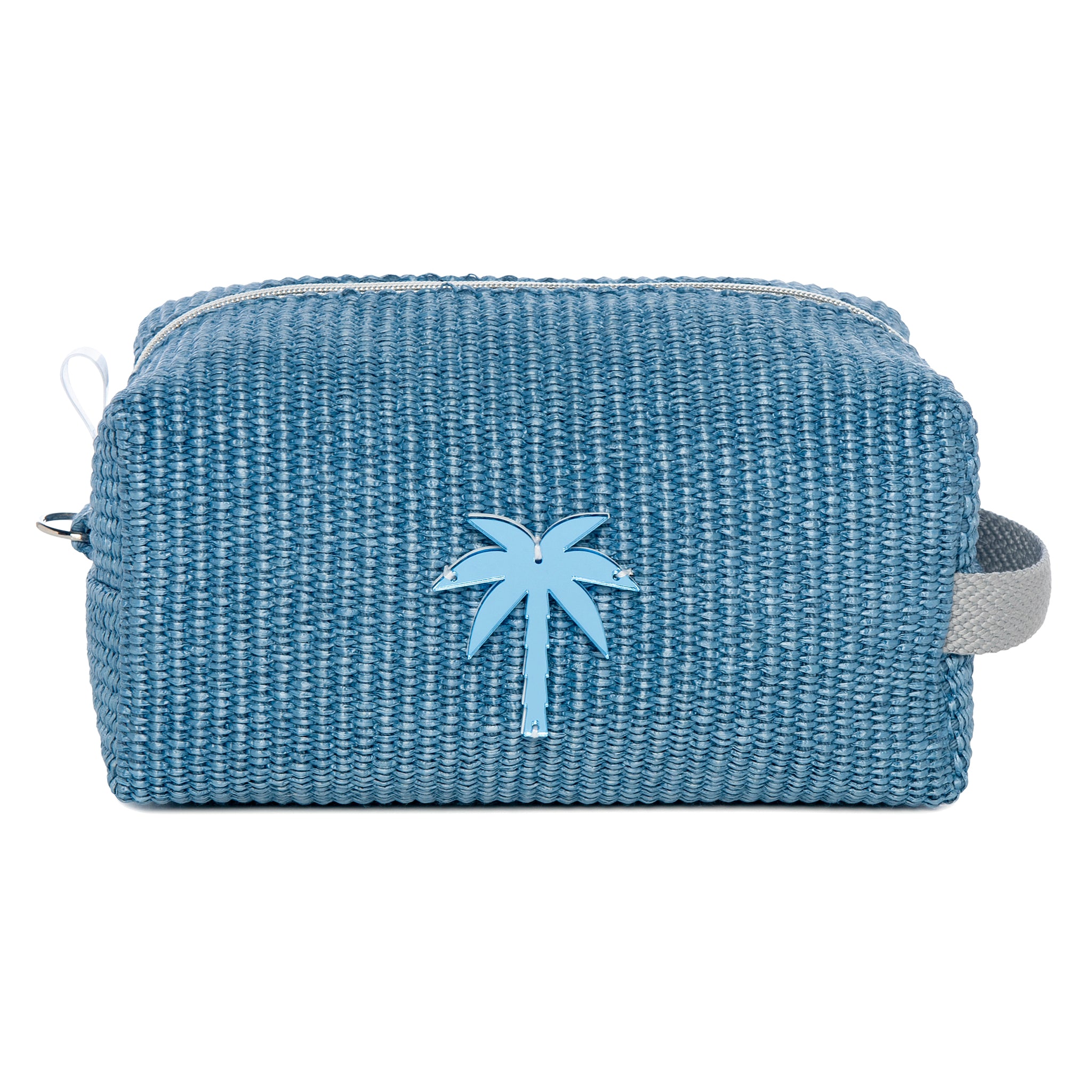 JUJU Pouch | Blue Sea Raffia Palm Tree