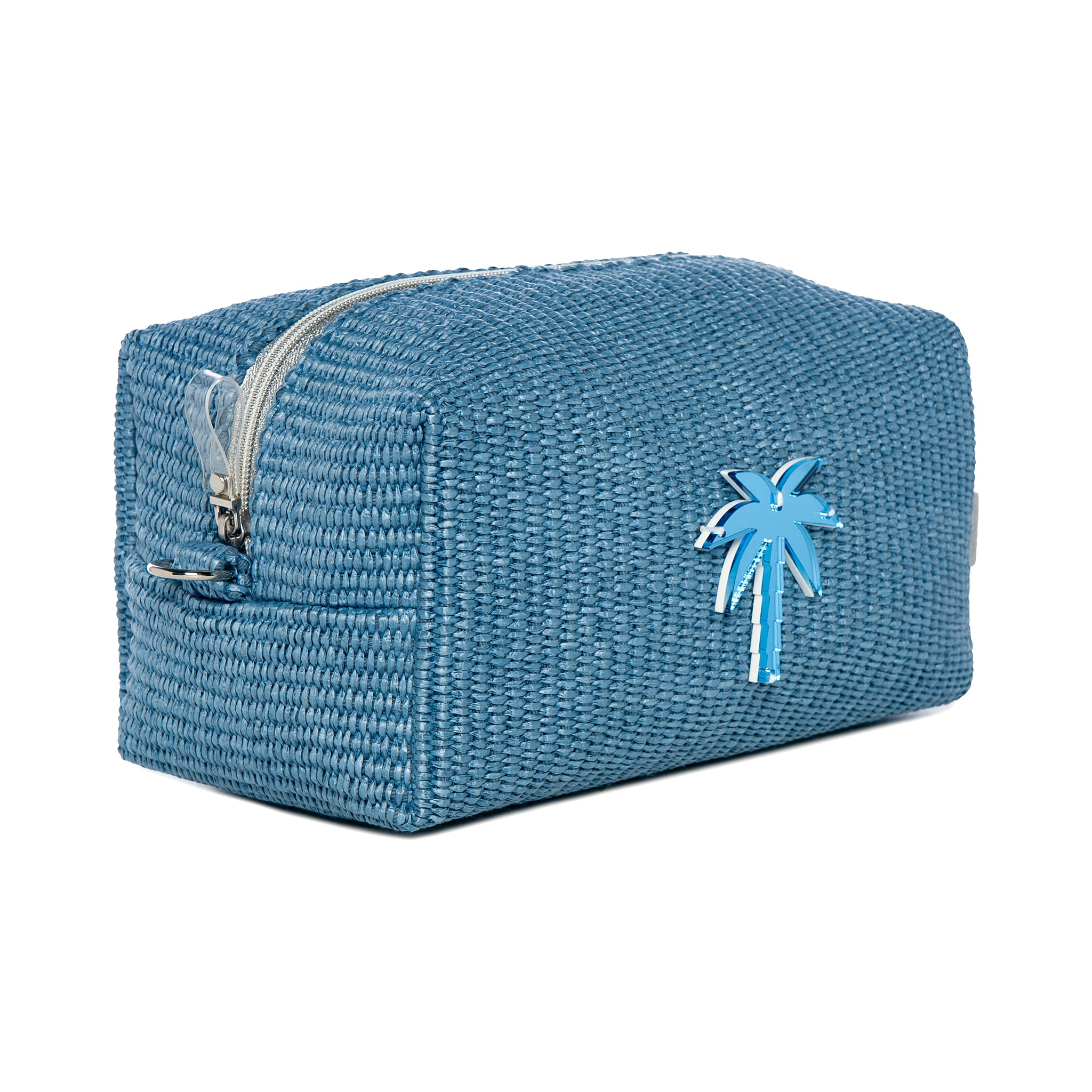 JUJU Pouch | Blue Sea Raffia Palm Tree
