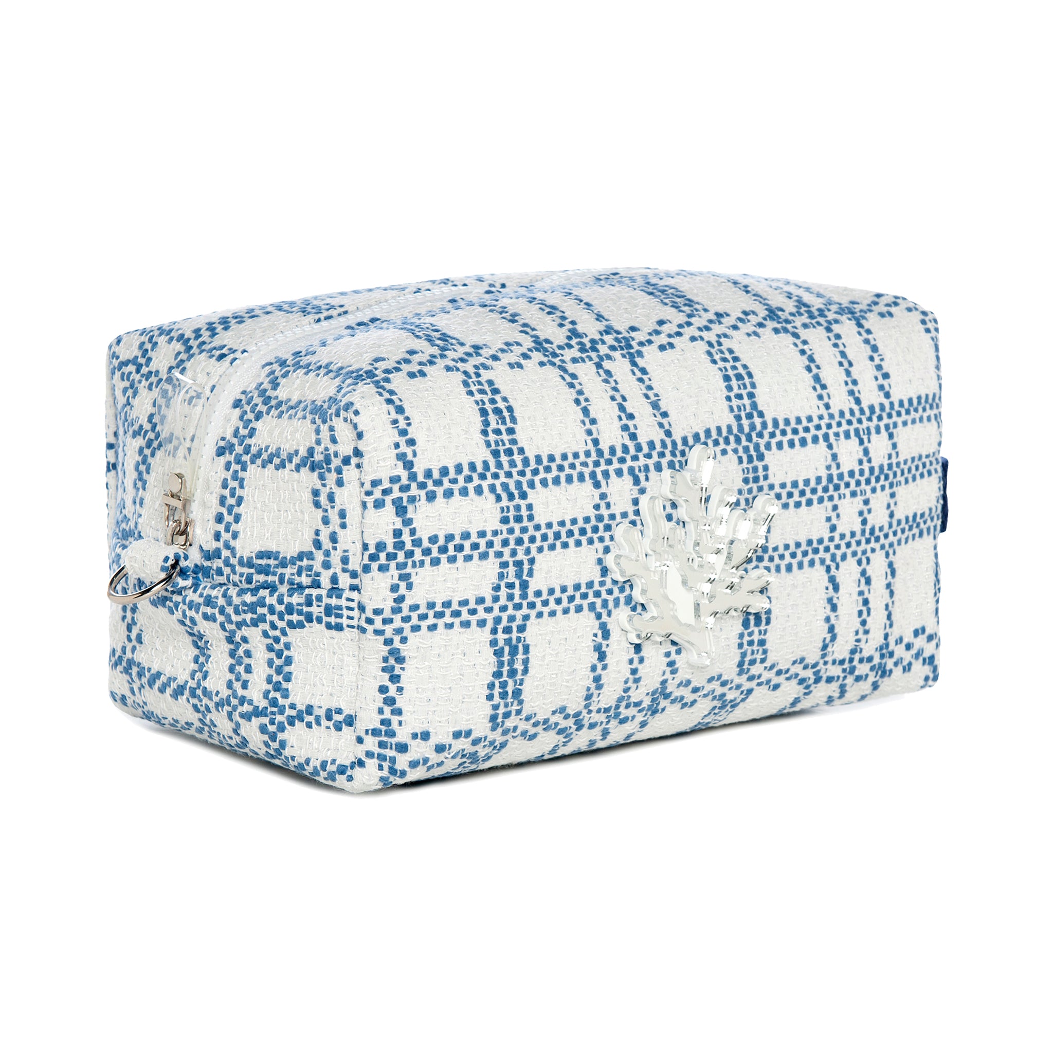 JUJU Pouch | Blue White Check Coral