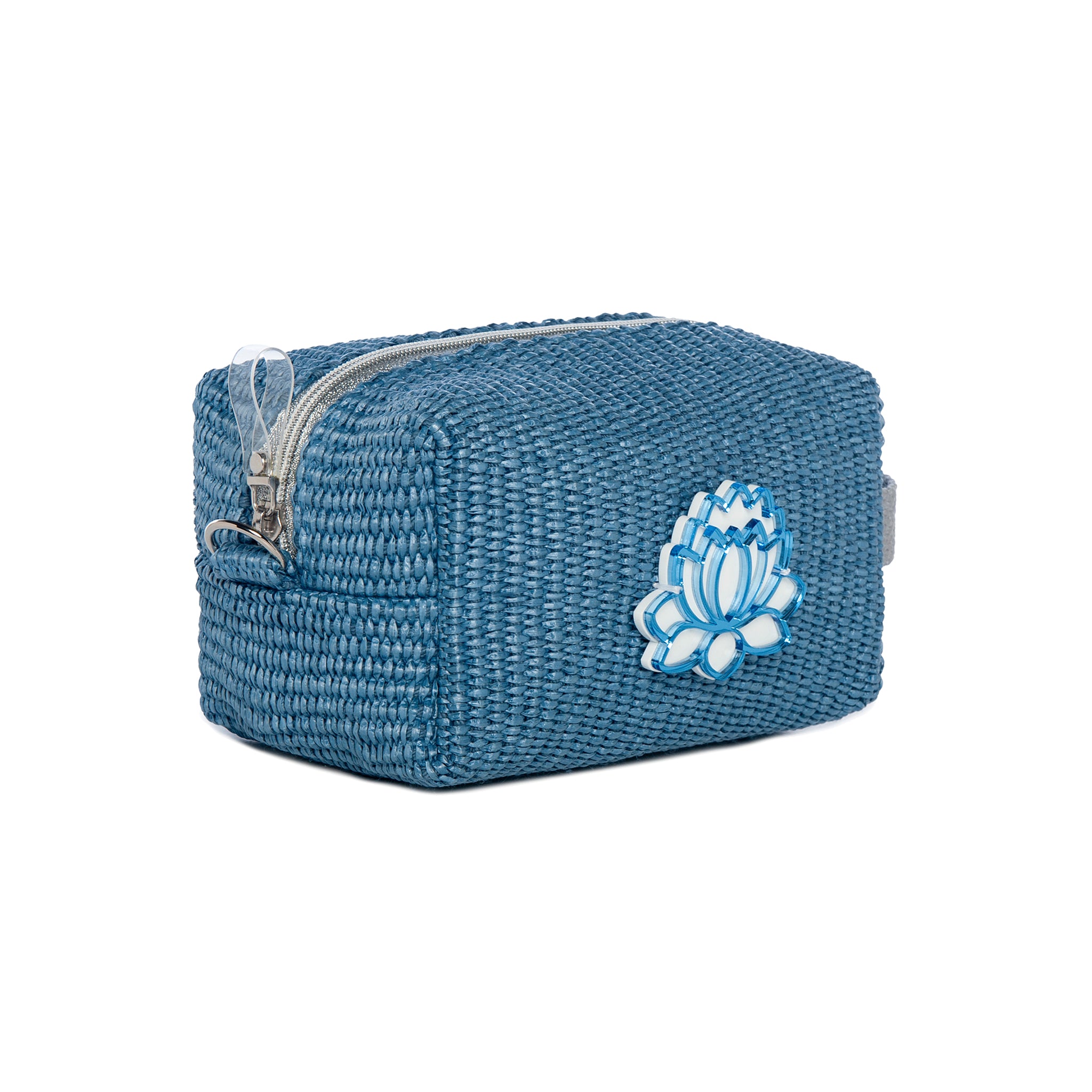 HAZEL Pouch | Blue Sea Raffia Waterlily