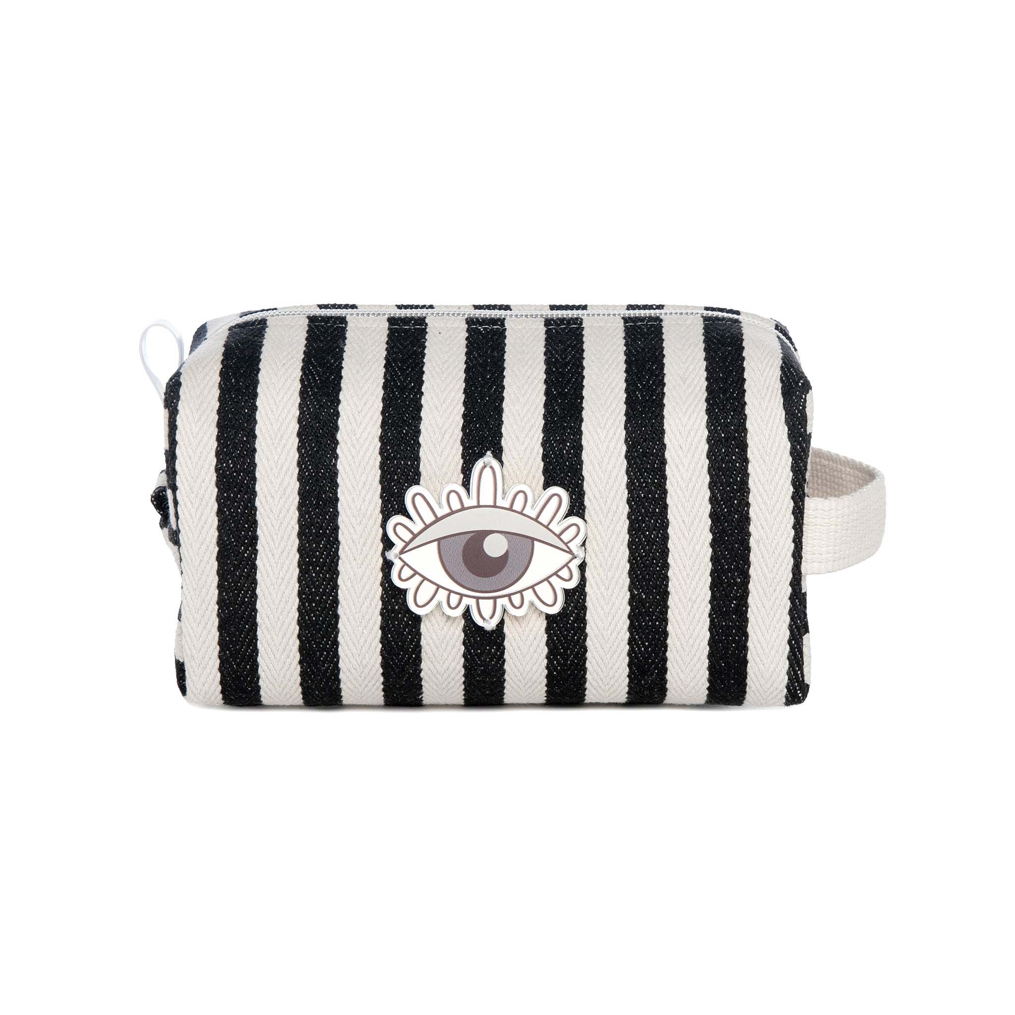 HAZEL Pouch | Black Stripes Evil Eye