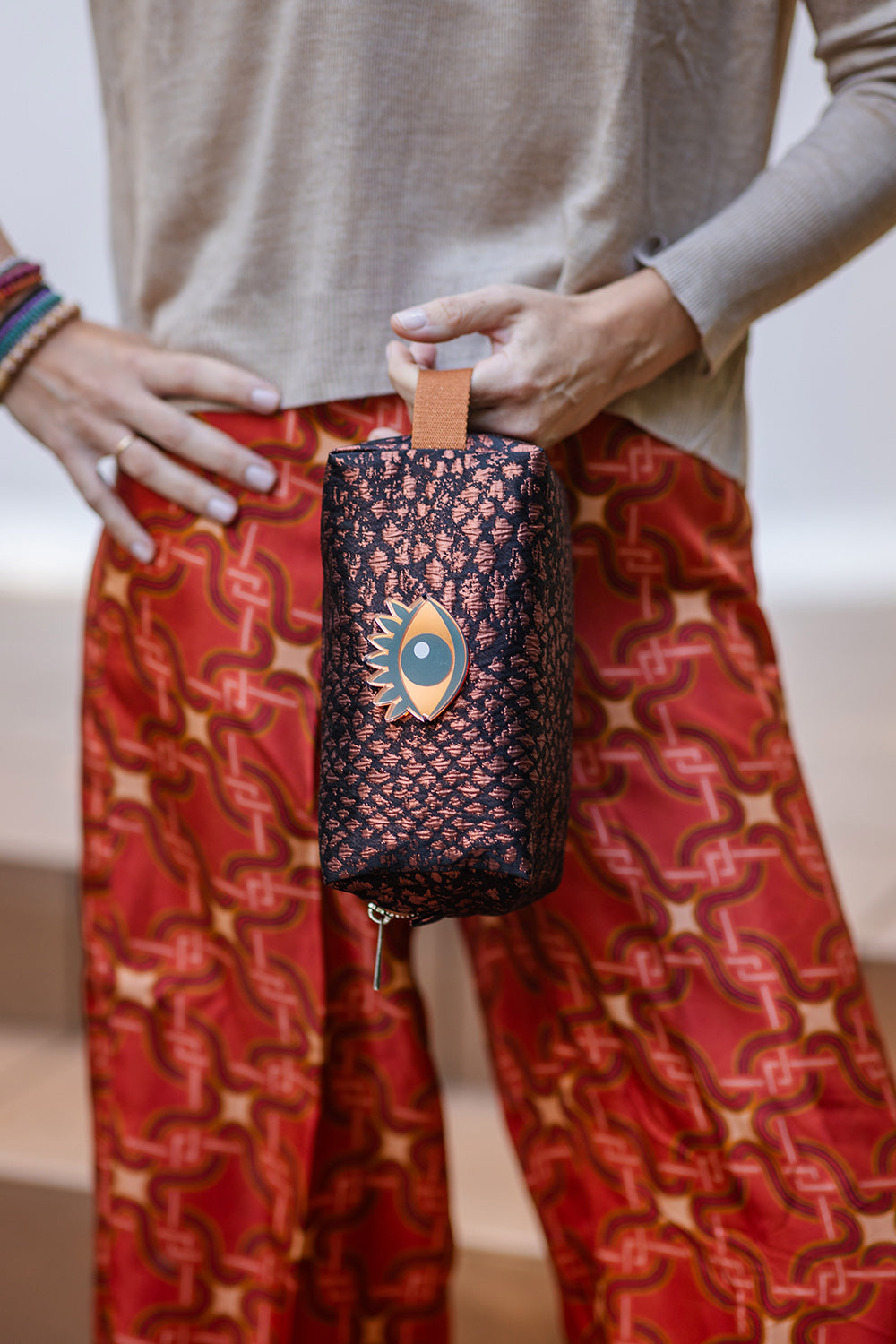HAZEL Pouch | Copper Croc Evil Eye