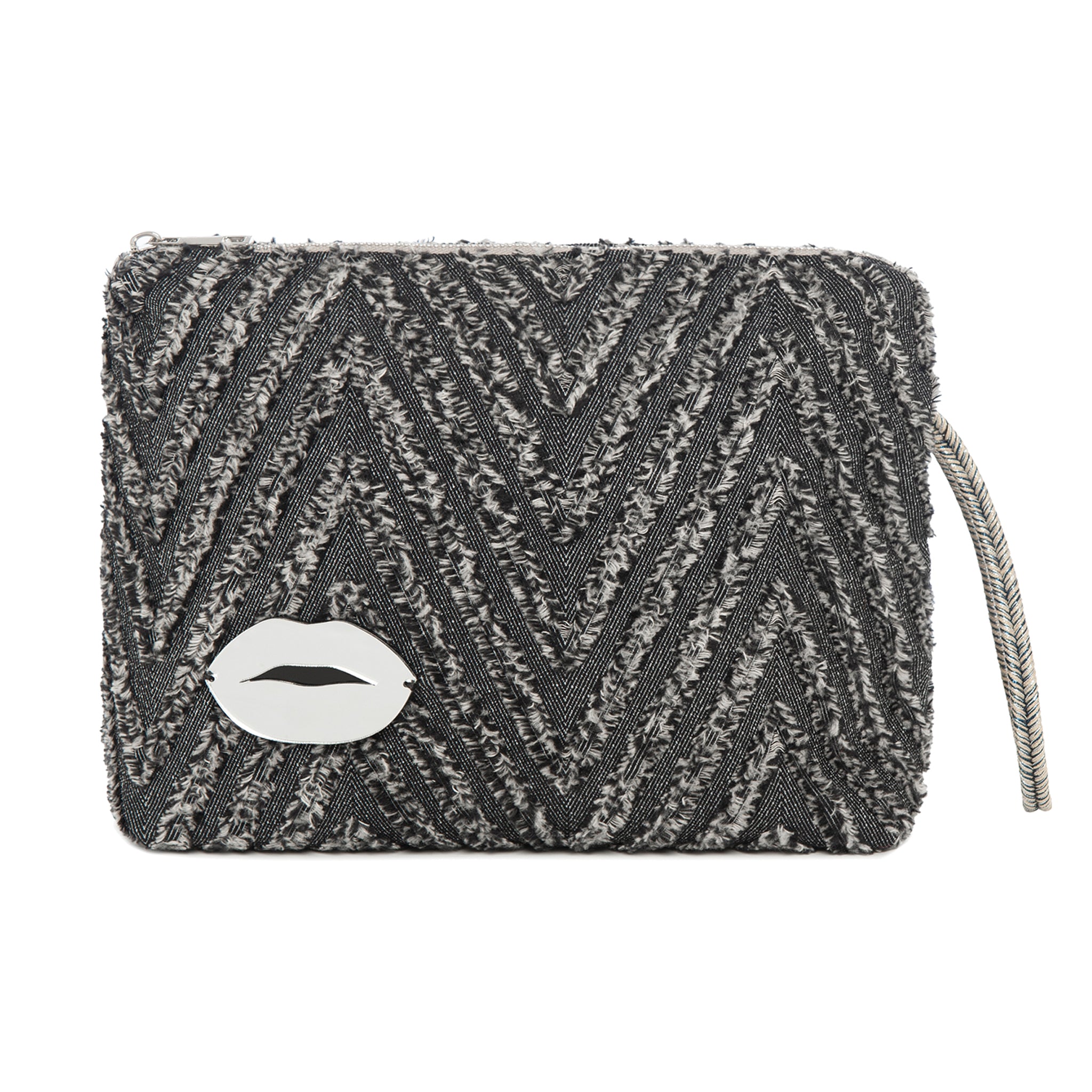 INES Pouch | Black Fringe Lips