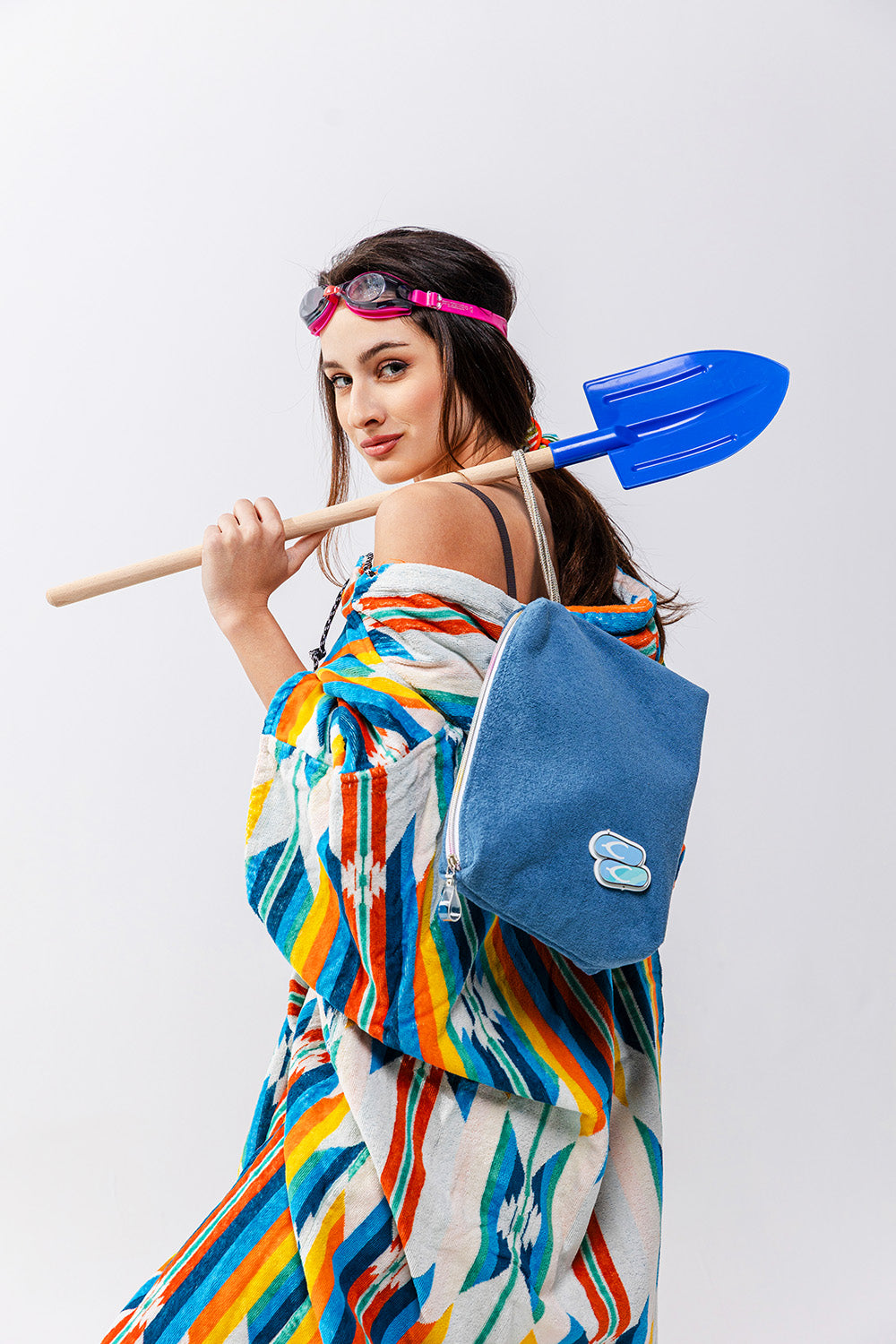 INES Pouch | Blue Towel Flip Flops