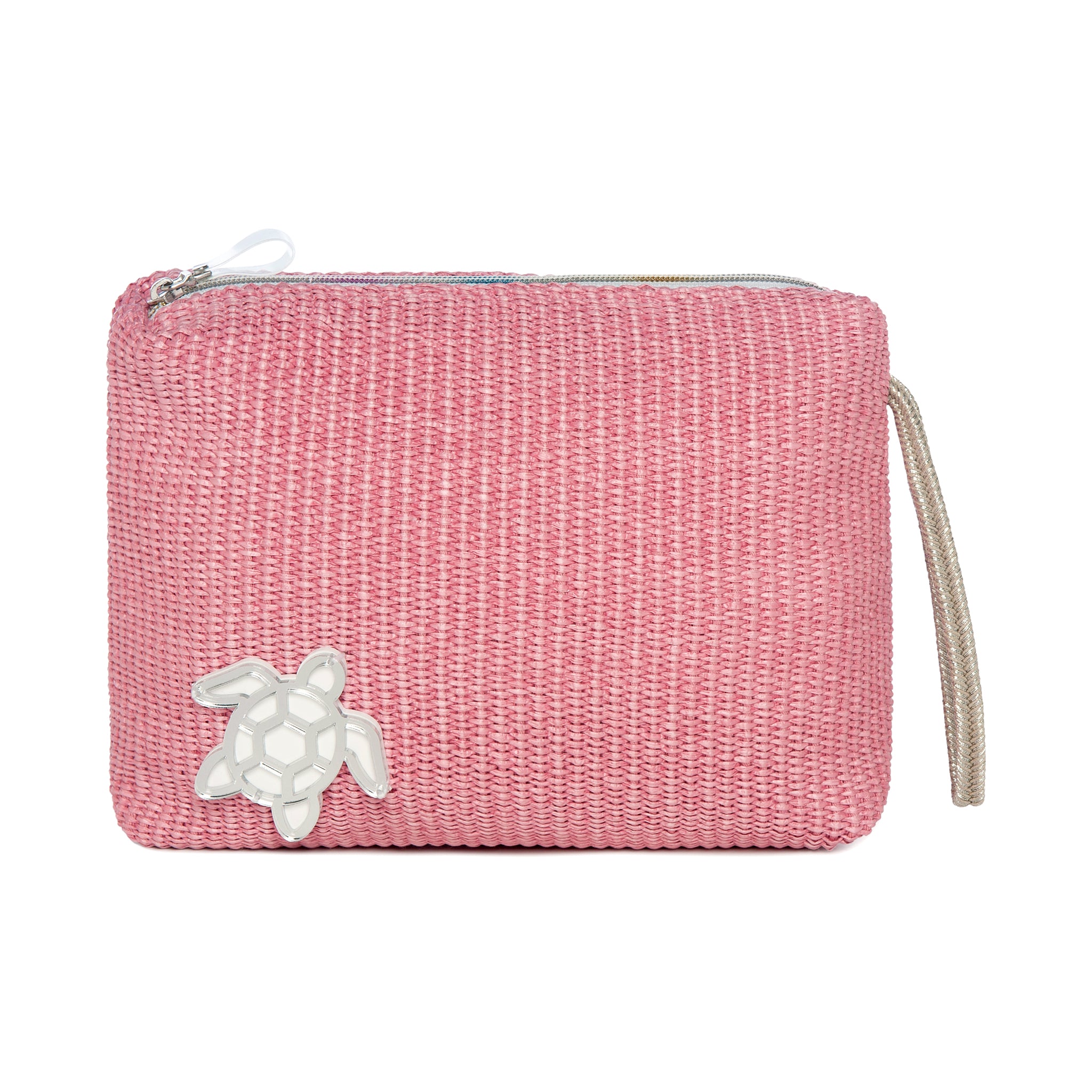 INES Pouch | Bubblegum Raffia Turtle