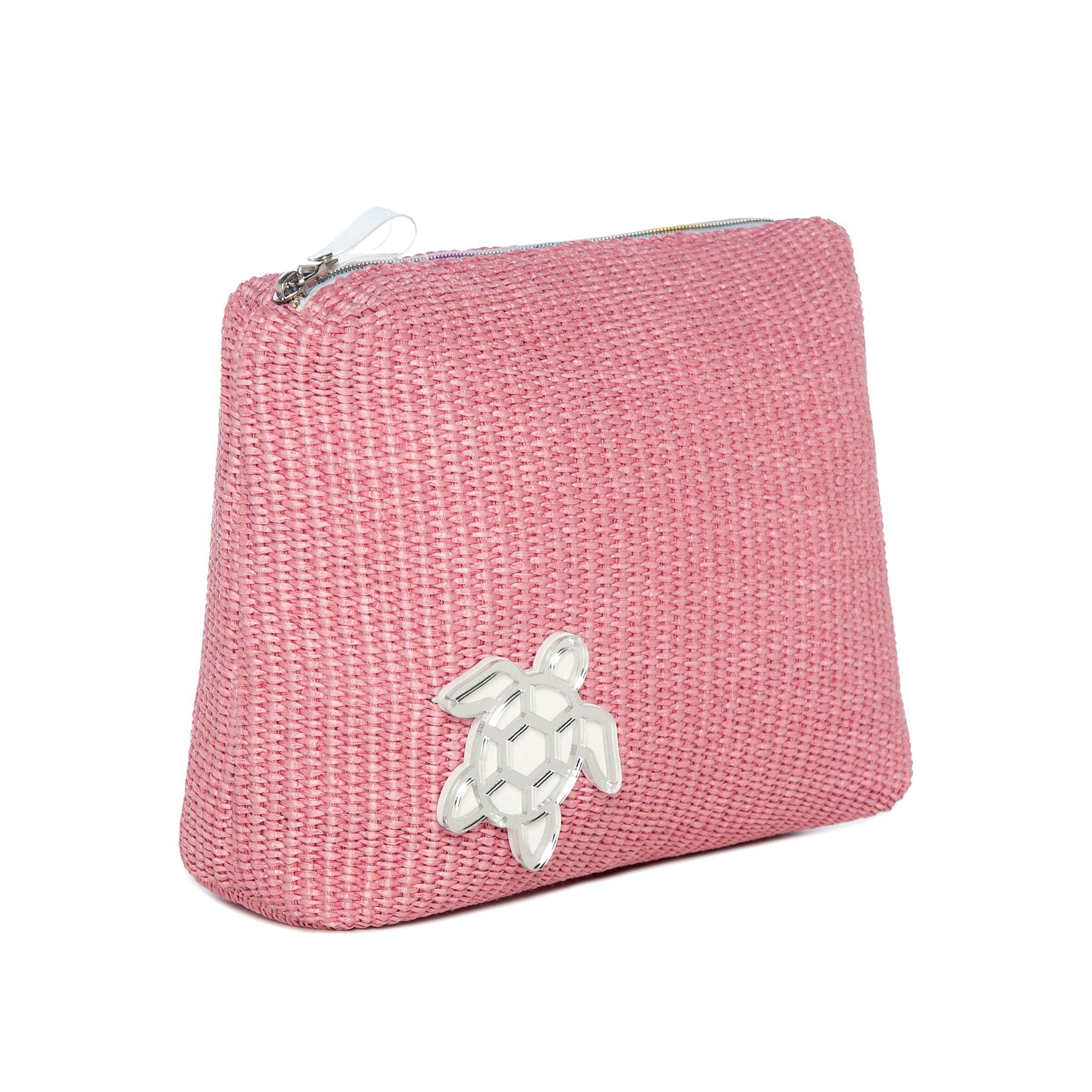 INES Pouch | Bubblegum Raffia Turtle