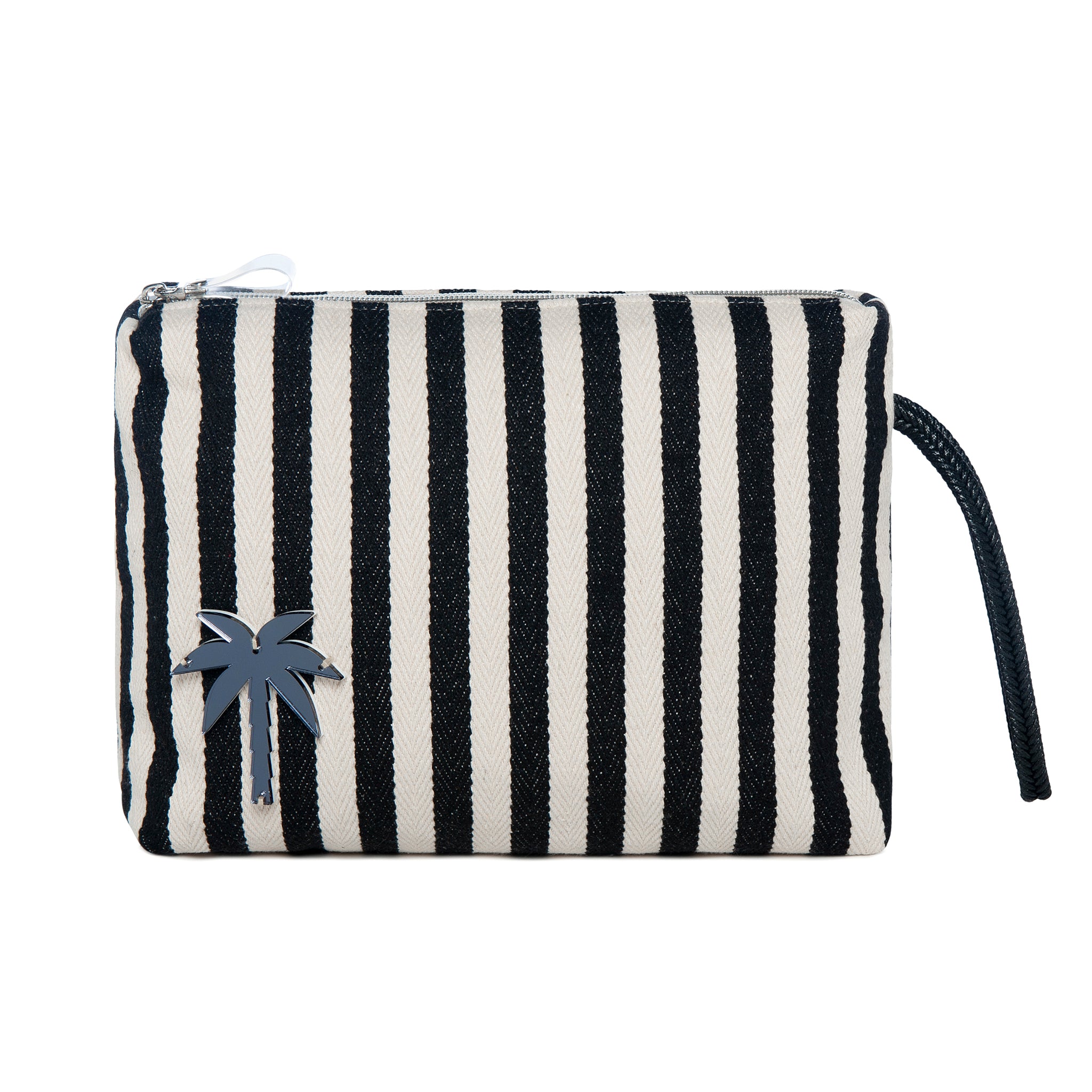 INES Pouch | Black Stripes Palm Tree