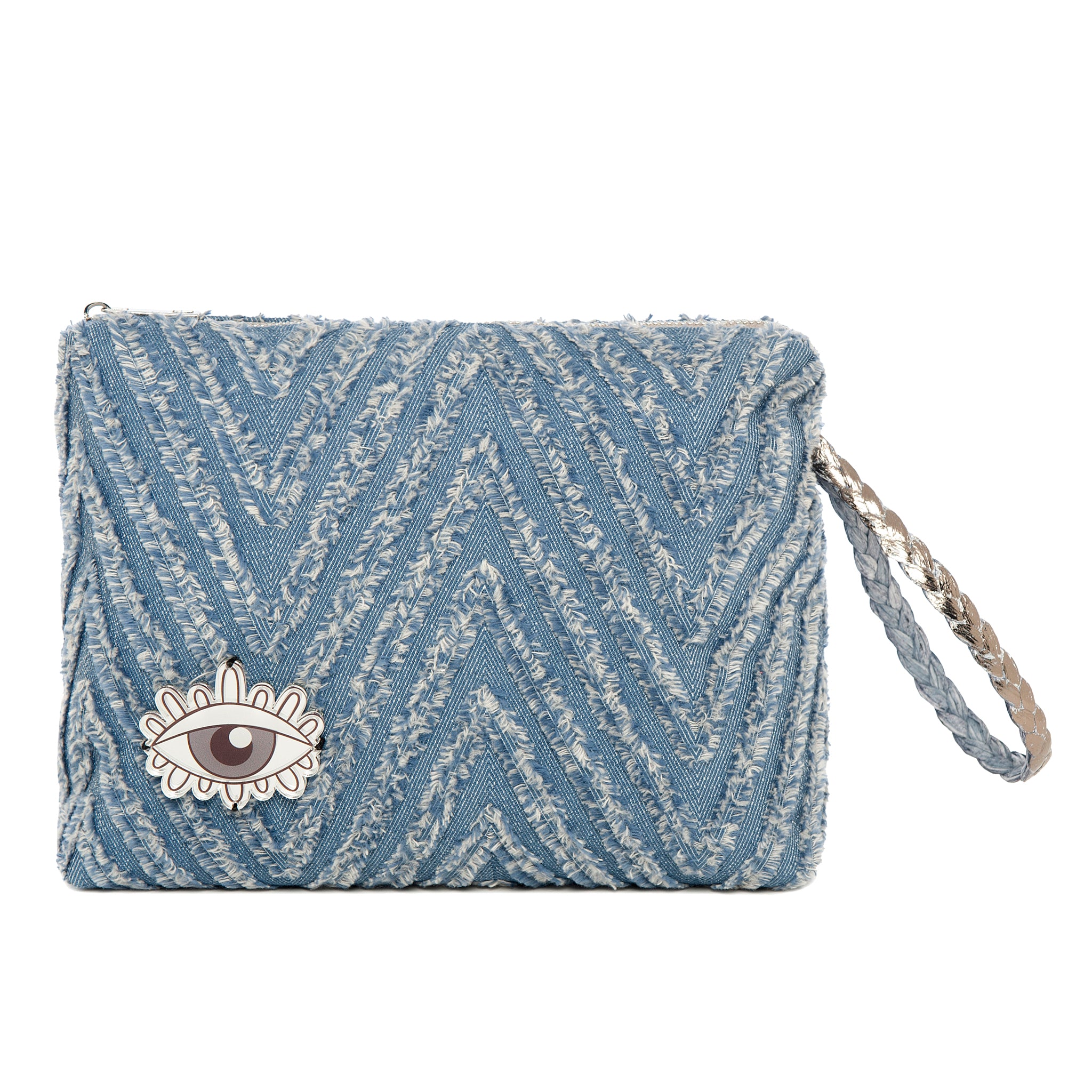 INES Pouch | Light Blue Fringe Evil Eye