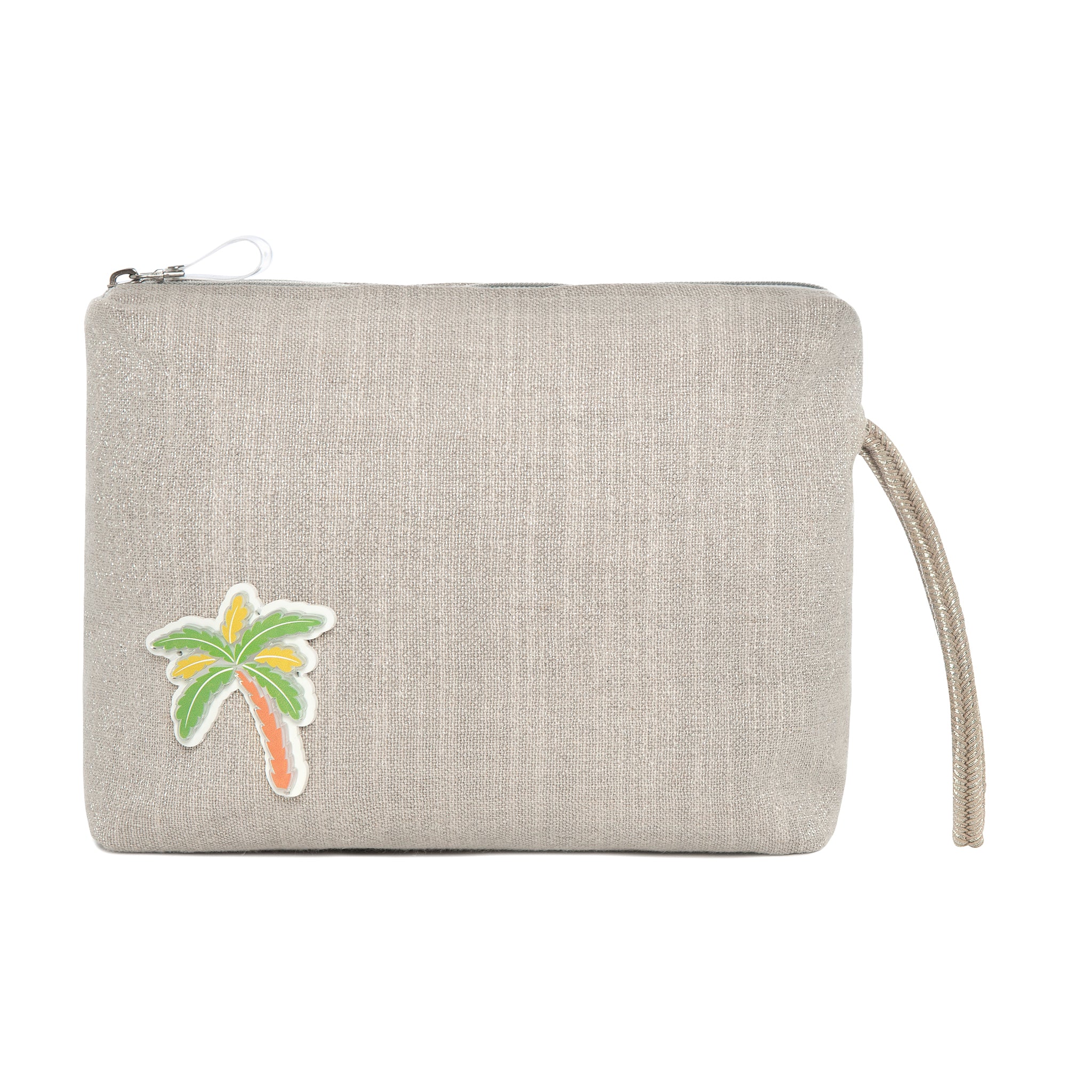 INES Pouch | Taupe Sparkle Palm Tree